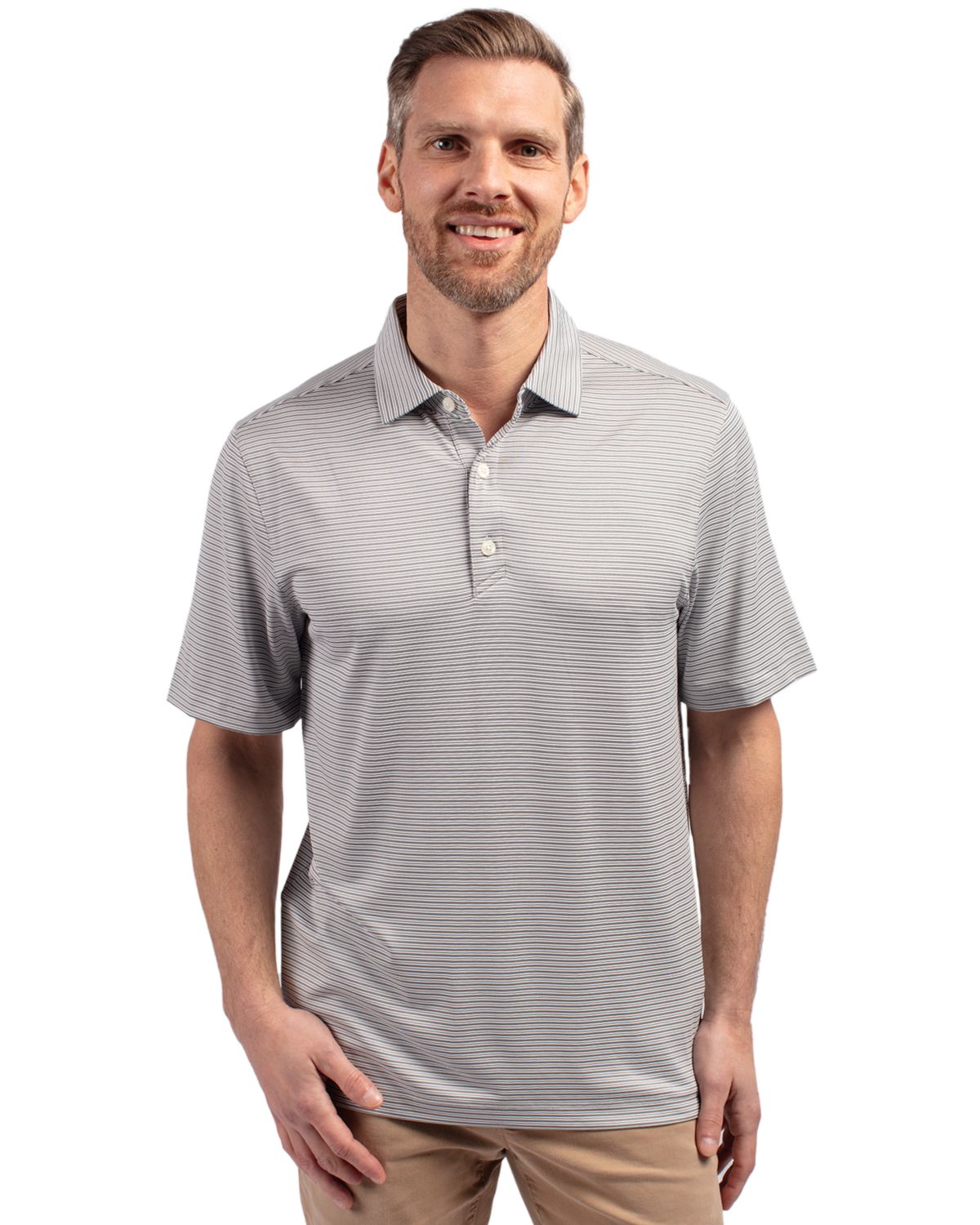 Cutter & Buck Forge Recycled Double Stripe Four-Way Stretch Mens Big & Tall Polo