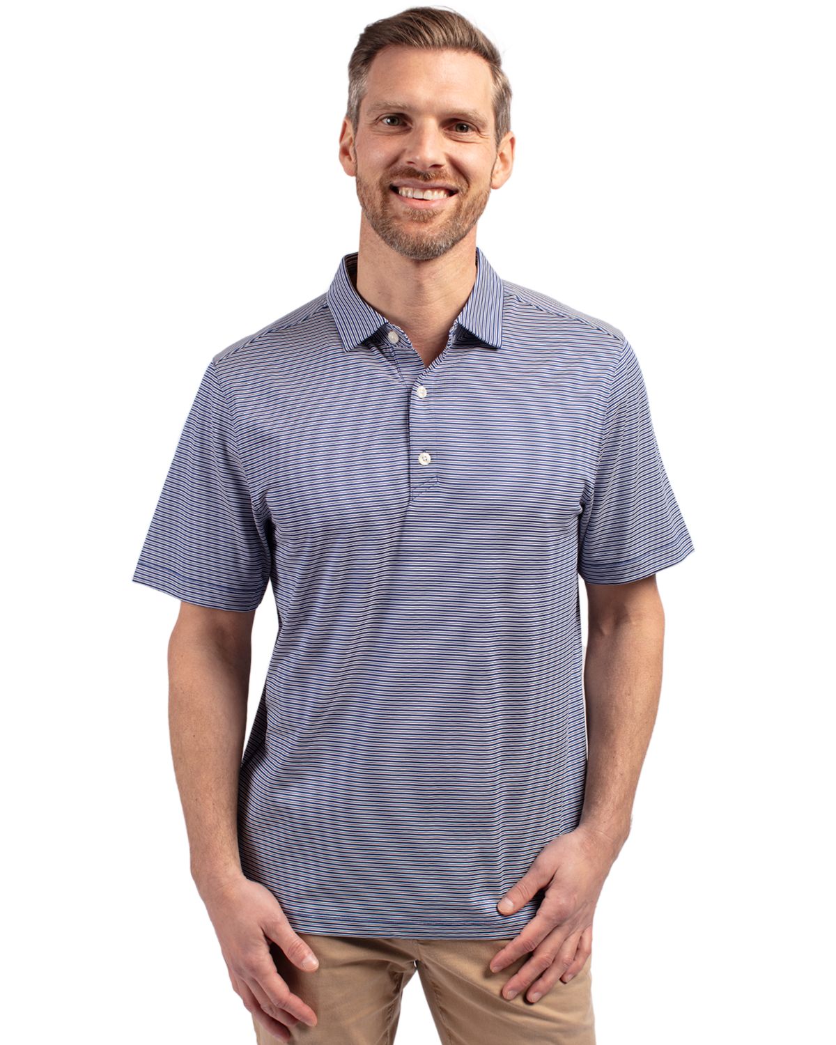 Cutter & Buck Forge Recycled Double Stripe Four-Way Stretch Mens Polo