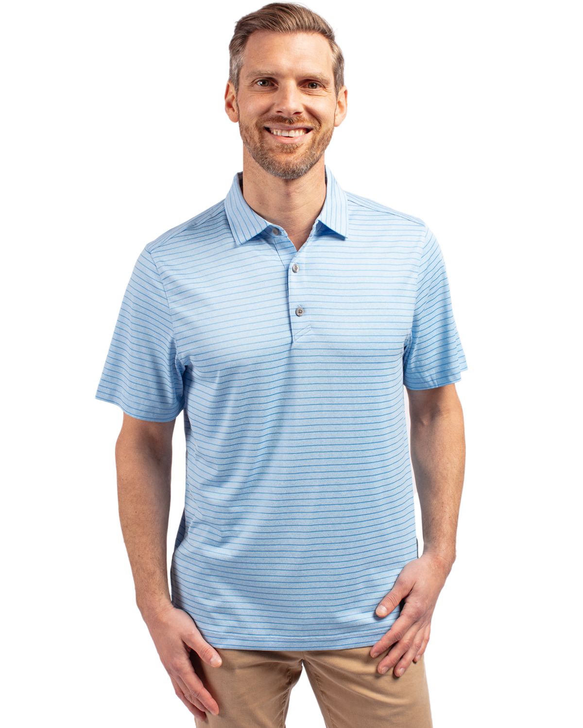 Cutter & Buck Forge Recycled Heather Stripe Four-Way Stretch Mens Big & Tall Polo