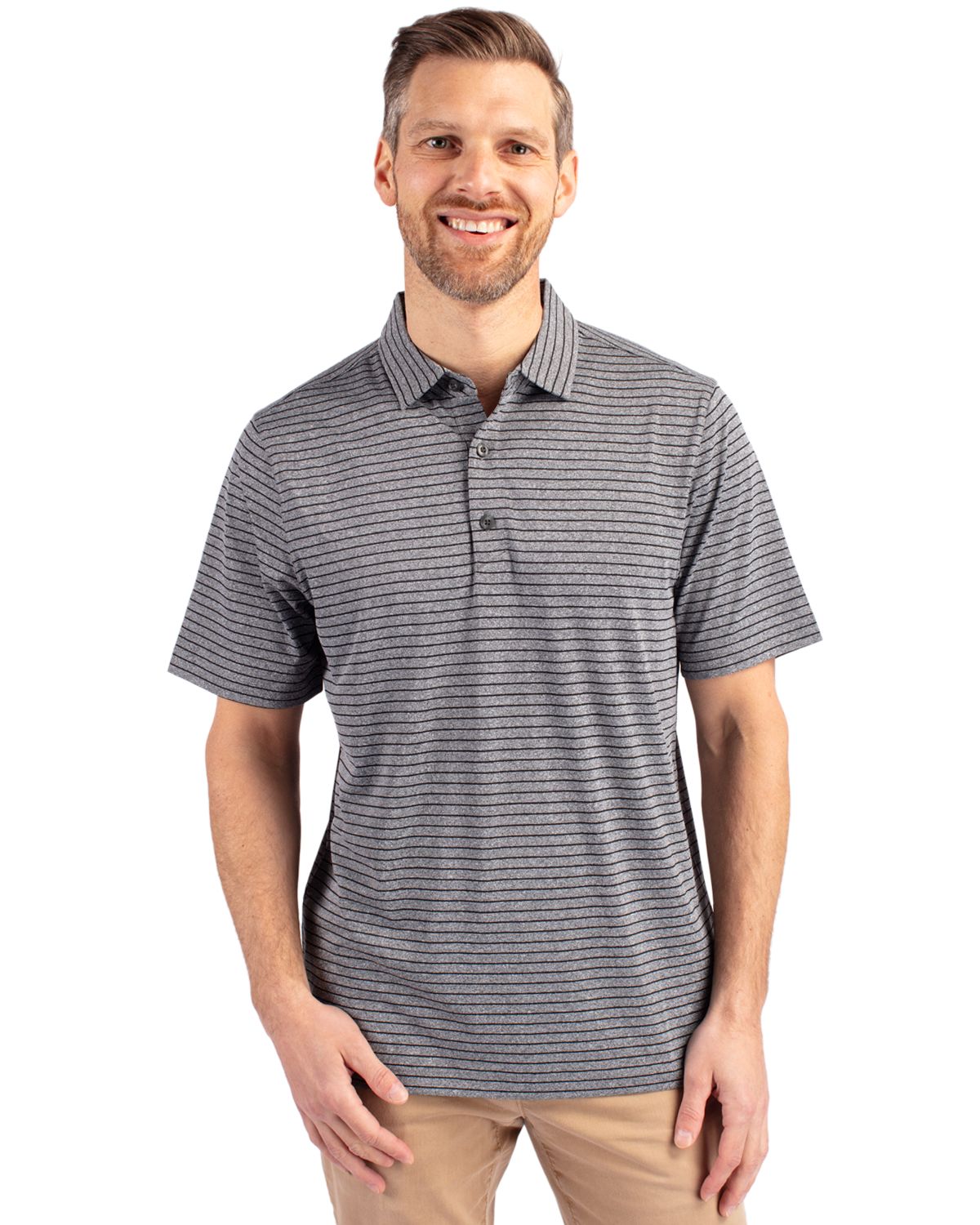Cutter & Buck Forge Recycled Heather Stripe Four-Way Stretch Mens Big & Tall Polo