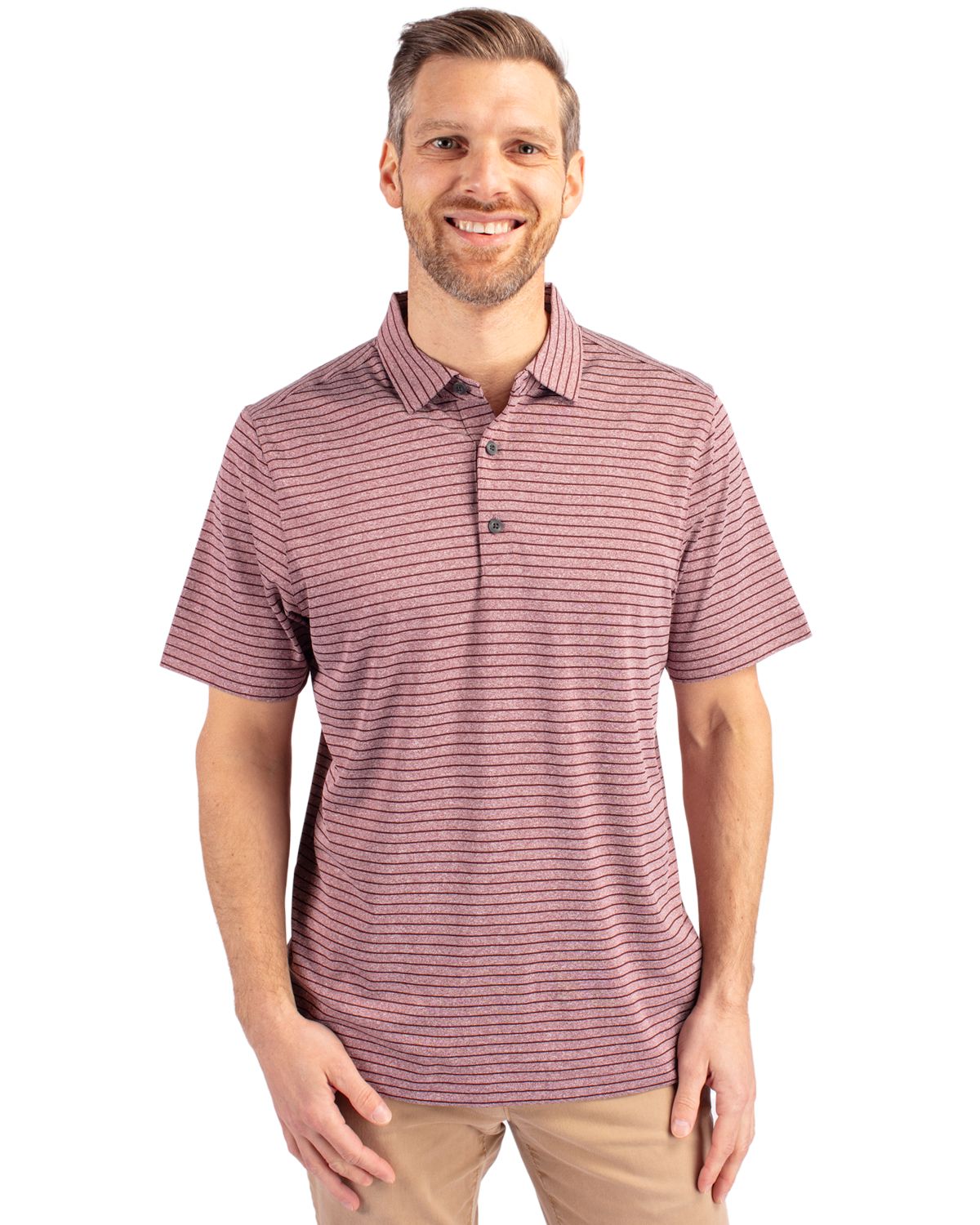 Cutter & Buck Forge Recycled Heather Stripe Four-Way Stretch Mens Polo