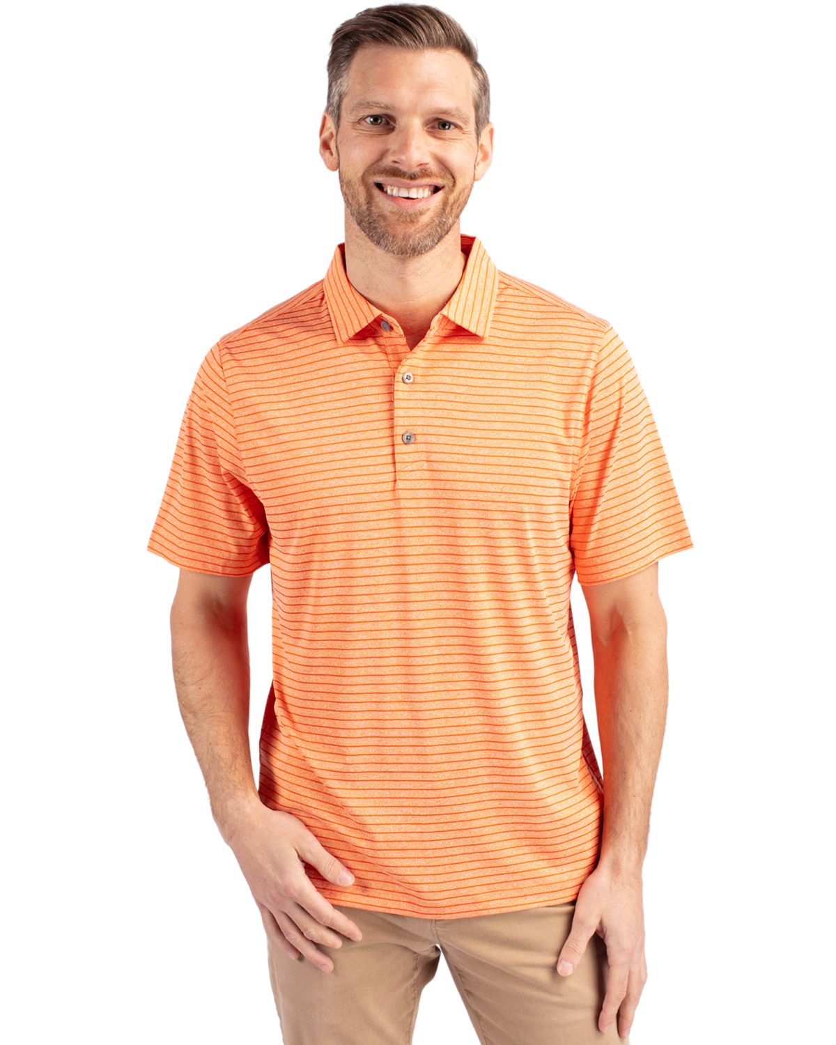 Cutter & Buck Forge Recycled Heather Stripe Four-Way Stretch Mens Polo