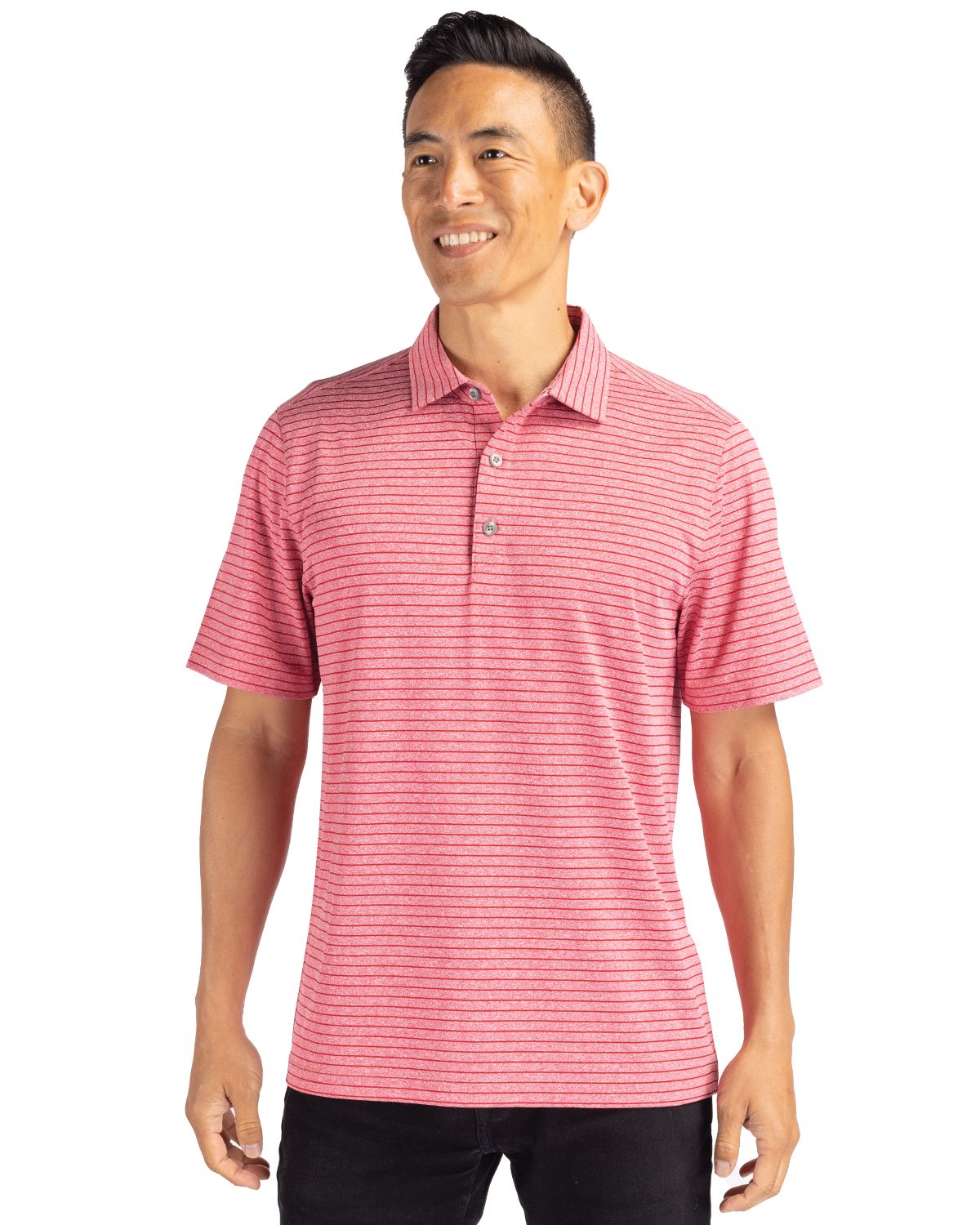 Cutter & Buck Forge Recycled Heather Stripe Four-Way Stretch Mens Polo