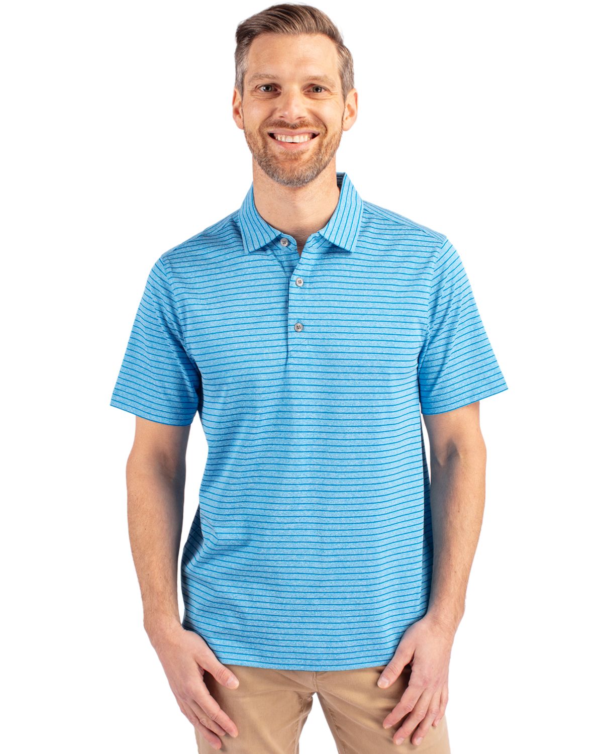 Cutter & Buck Forge Recycled Heather Stripe Four-Way Stretch Mens Polo