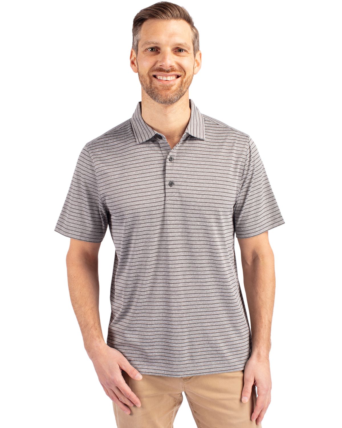 Cutter & Buck Forge Recycled Heather Stripe Four-Way Stretch Mens Big & Tall Polo