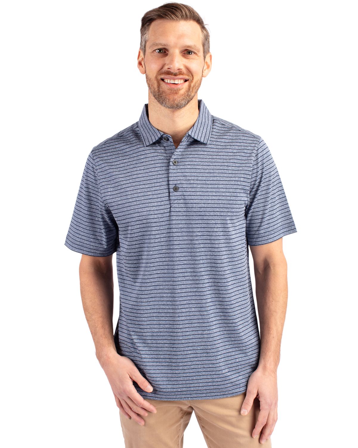 Cutter & Buck Forge Recycled Heather Stripe Four-Way Stretch Mens Big & Tall Polo