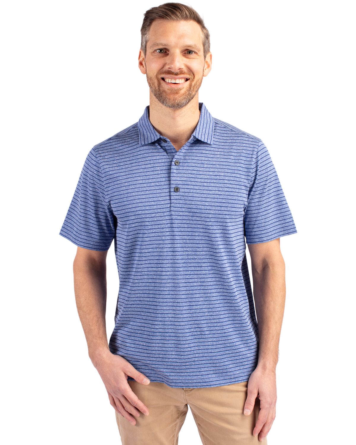 Cutter & Buck Forge Recycled Heather Stripe Four-Way Stretch Mens Big & Tall Polo