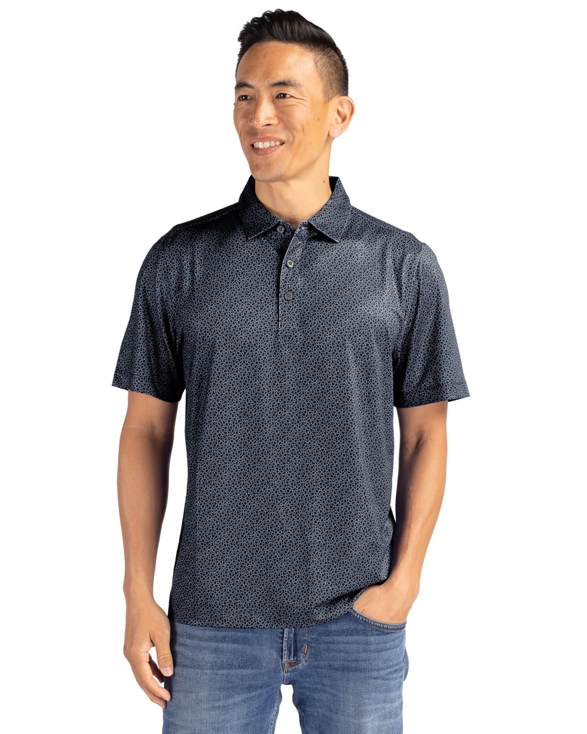 Cutter & Buck Pike Recycled Pebble Print Mens Polo