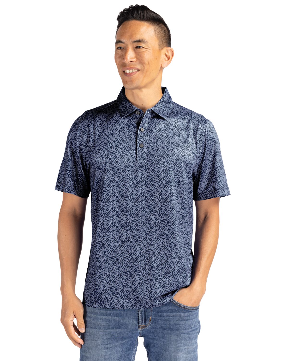 Cutter & Buck Pike Recycled Pebble Print Mens Polo