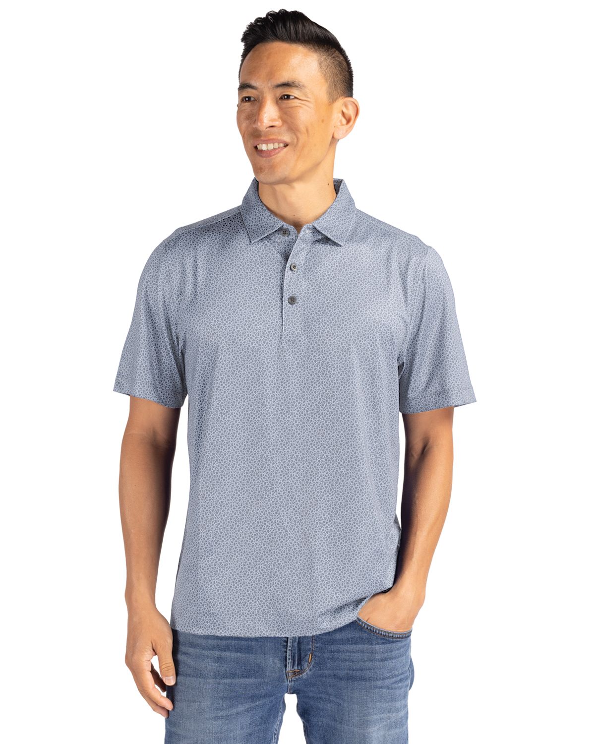 Cutter & Buck Pike Recycled Pebble Print Mens Polo