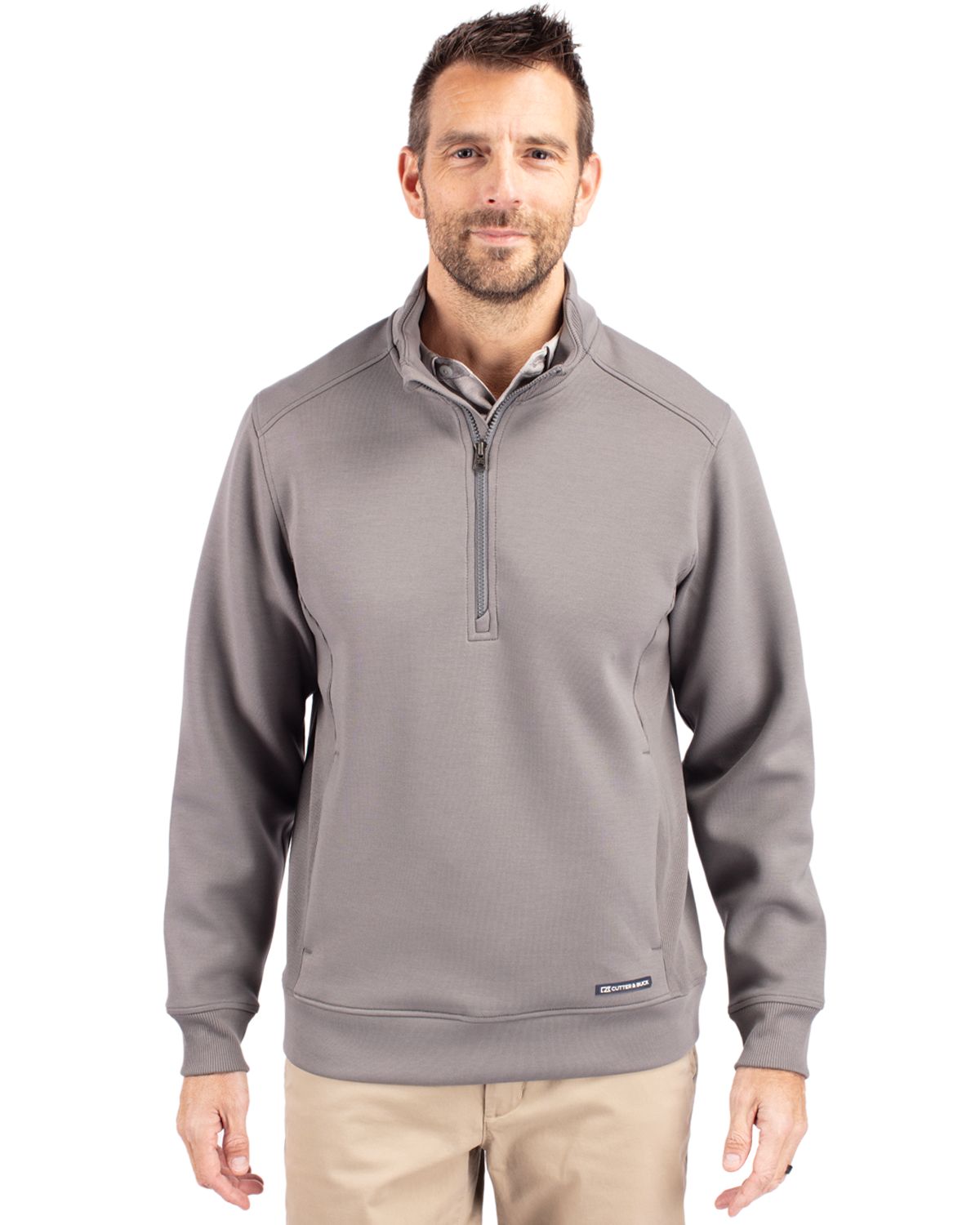 Cutter & Buck Roam Recycled Buttery-Soft Knit Mens Quarter Zip Jacket