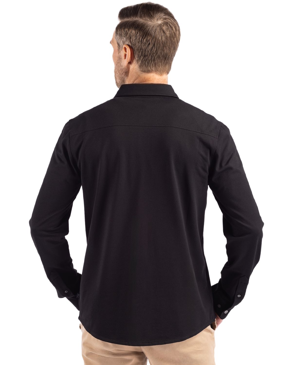 Cutter & Buck Advantage Epic Confidence Recycled Tri-Blend Pique Mens Long Sleeve Button Down Shirt
