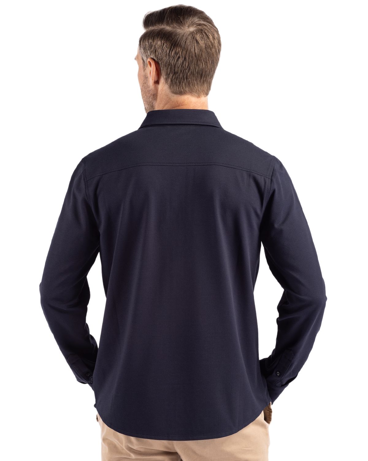 Cutter & Buck Advantage Epic Confidence Recycled Tri-Blend Pique Mens Long Sleeve Button Down Shirt
