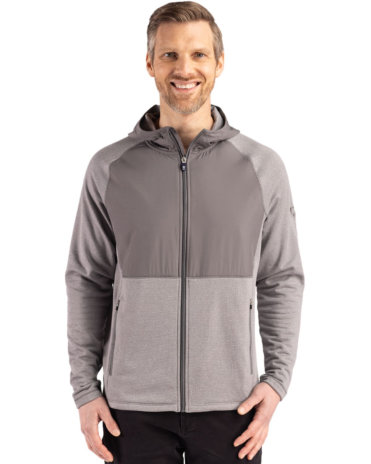 Cutter & Buck Peshastin Epic Versatility Recycled Hybrid Fleece Mens Full Zip Jacket