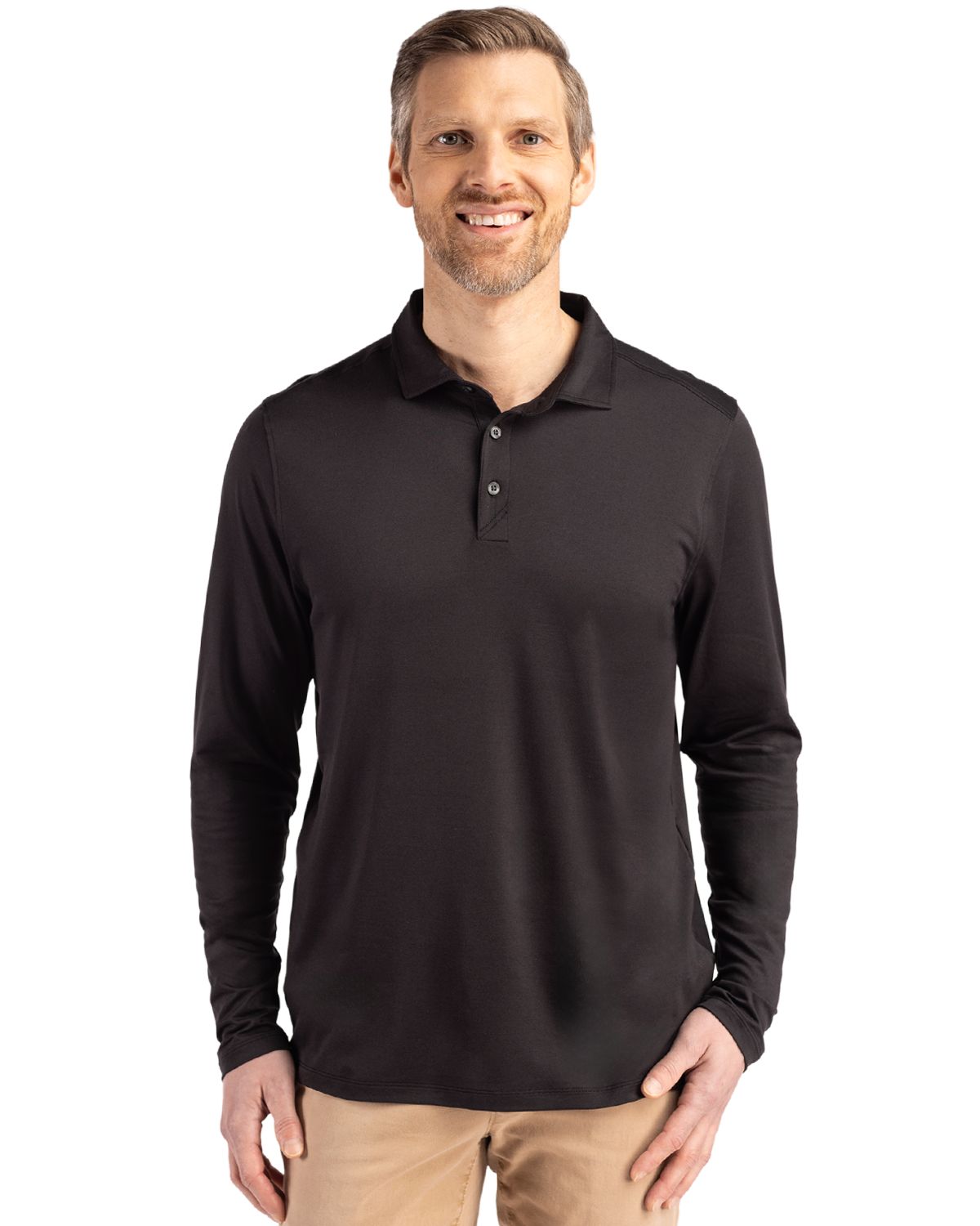 Cutter & Buck Coastline Recycled Double Peached Mens Long Sleeve Polo