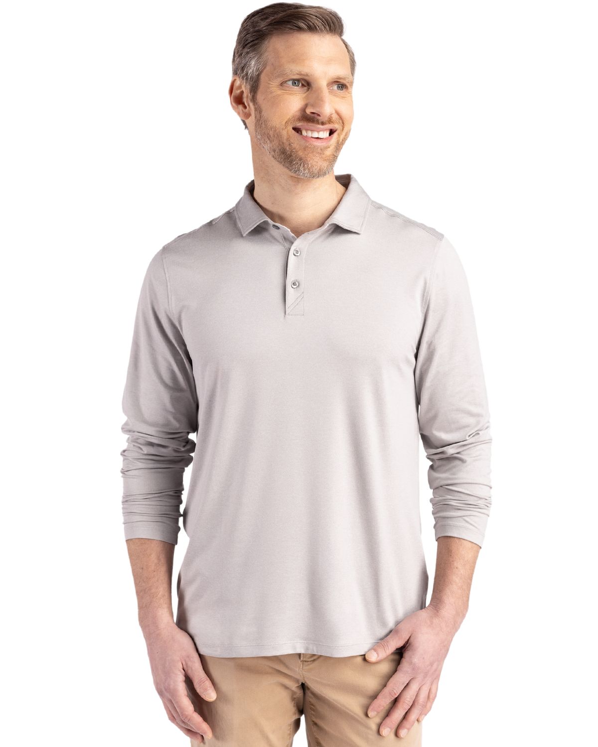 Cutter & Buck Coastline Recycled Double Peached Mens Long Sleeve Polo