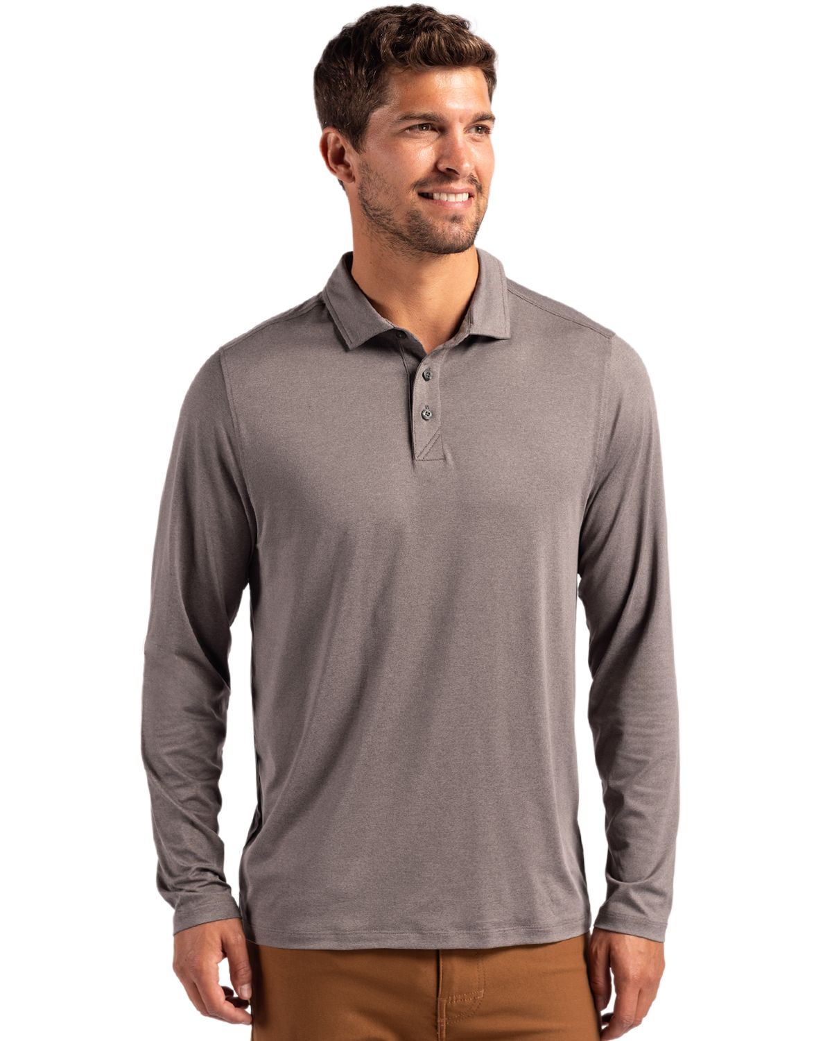 Cutter & Buck Coastline Recycled Double Peached Mens Long Sleeve Polo