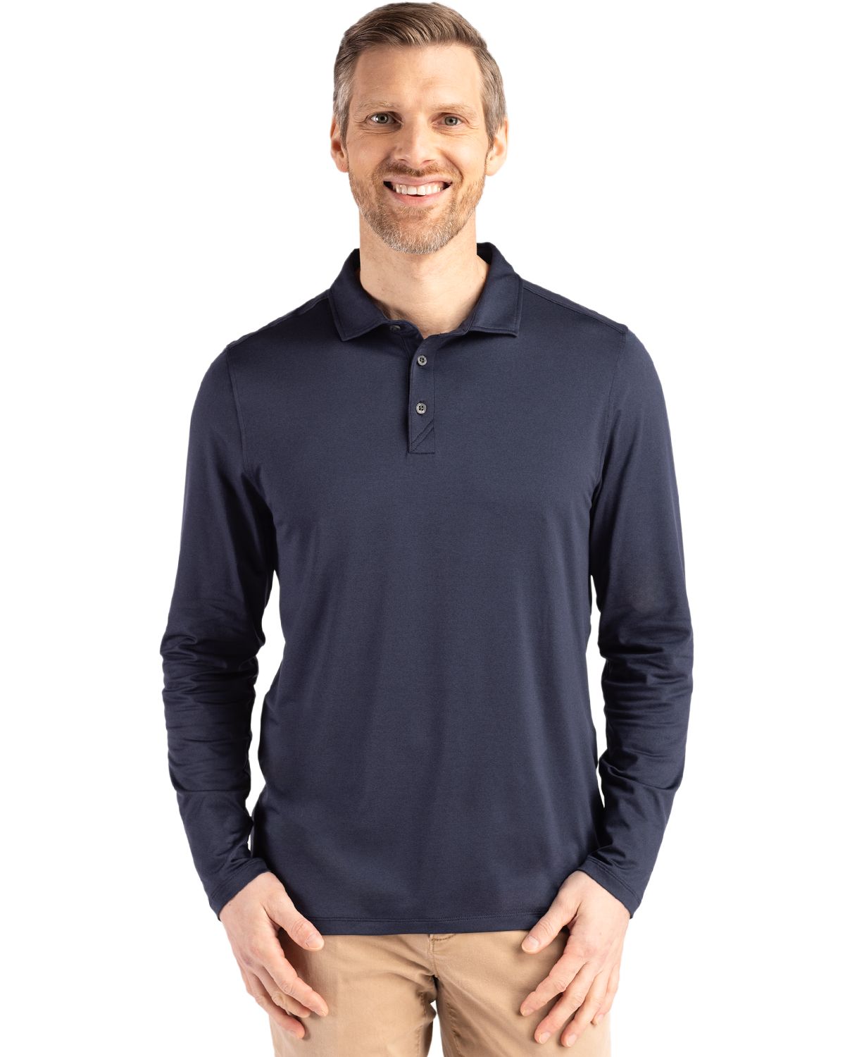 Cutter & Buck Coastline Recycled Double Peached Mens Long Sleeve Polo