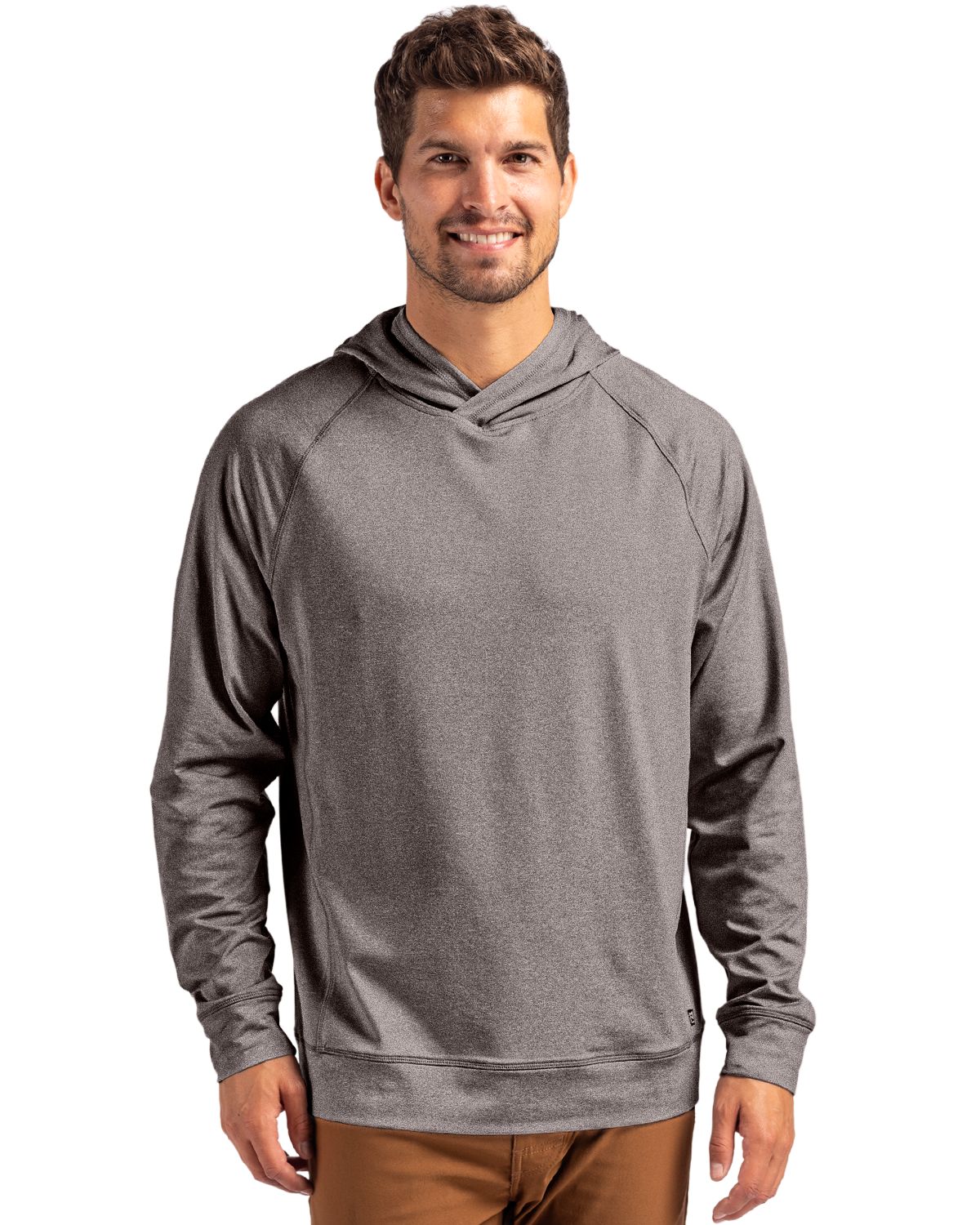 Cutter & Buck Adapt Recycled Soft Knit Stretch Mens Heathered Hooded Pullover