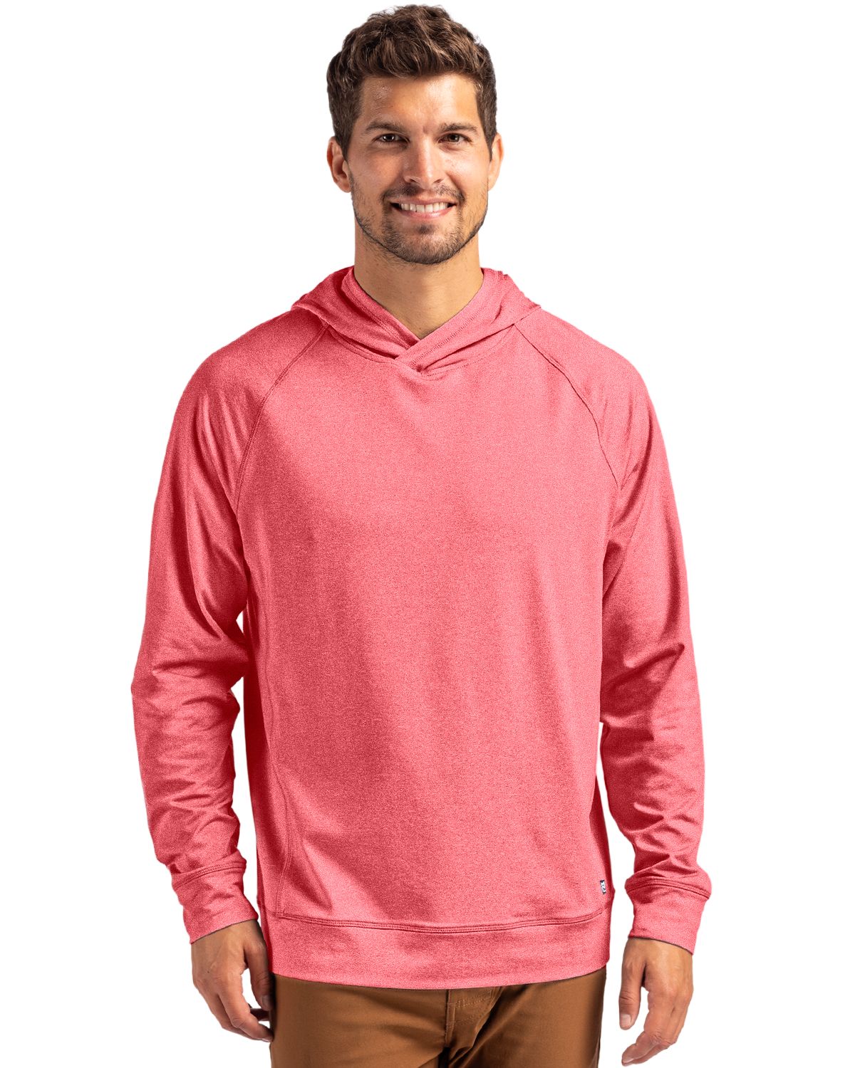 Cutter & Buck Adapt Recycled Soft Knit Stretch Mens Heathered Hooded Pullover