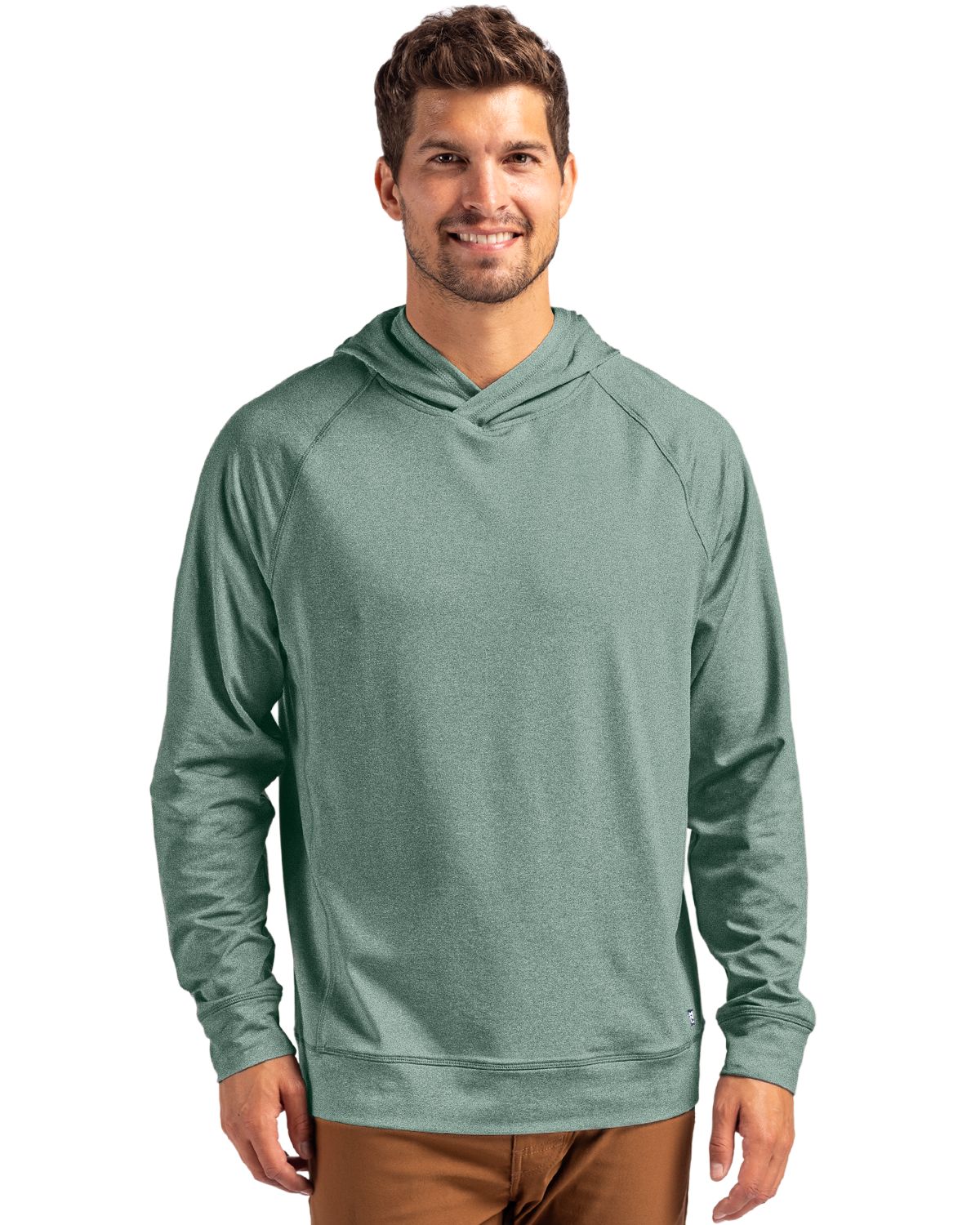Cutter & Buck Adapt Recycled Soft Knit Stretch Mens Heathered Hooded Pullover