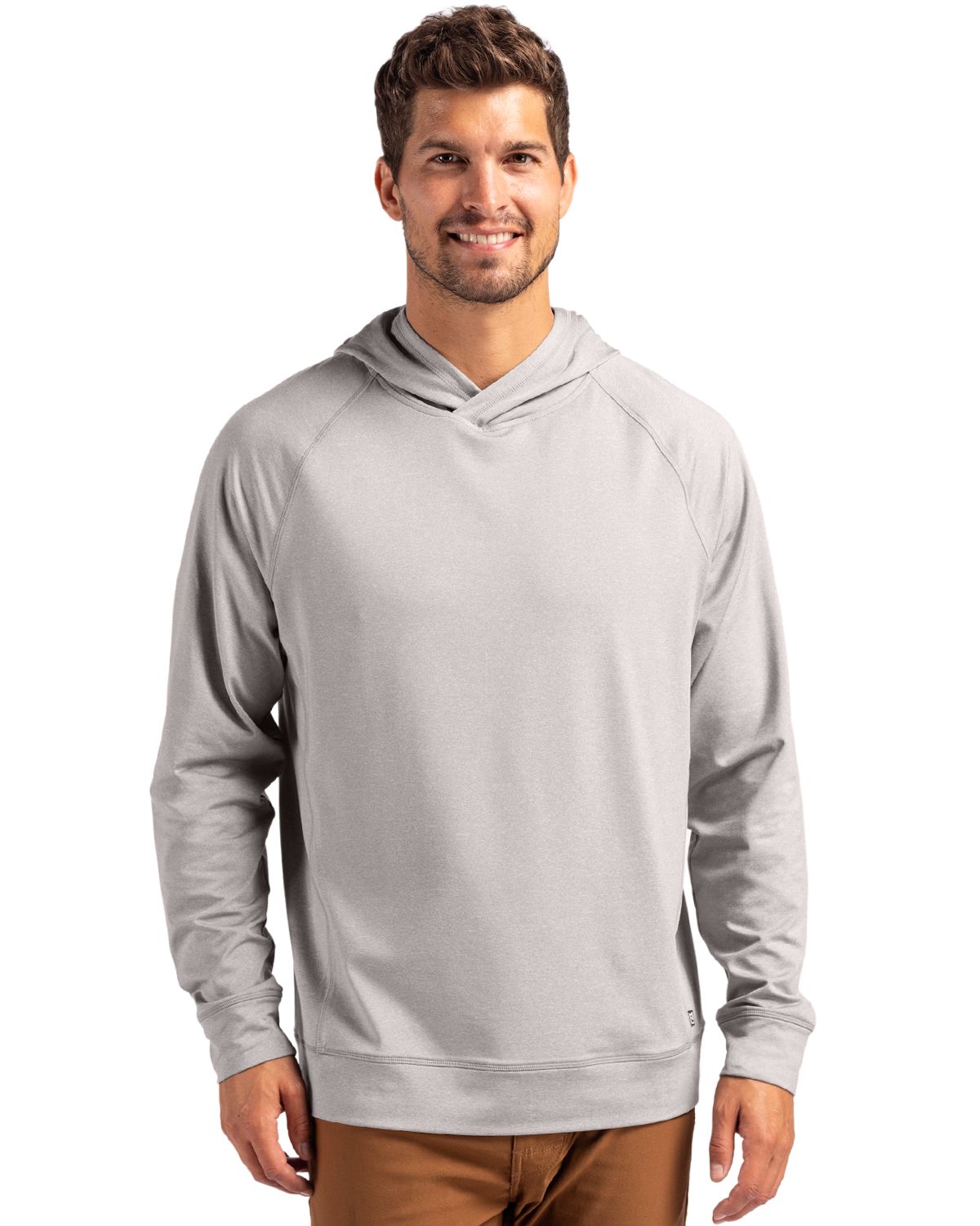 Cutter & Buck Adapt Recycled Soft Knit Stretch Mens Heathered Hooded Pullover
