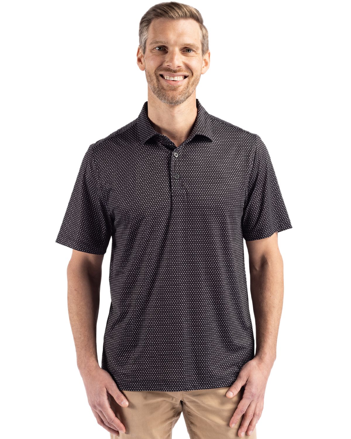 Cutter & Buck Pike Recycled Shadow Check Print Mens Polo