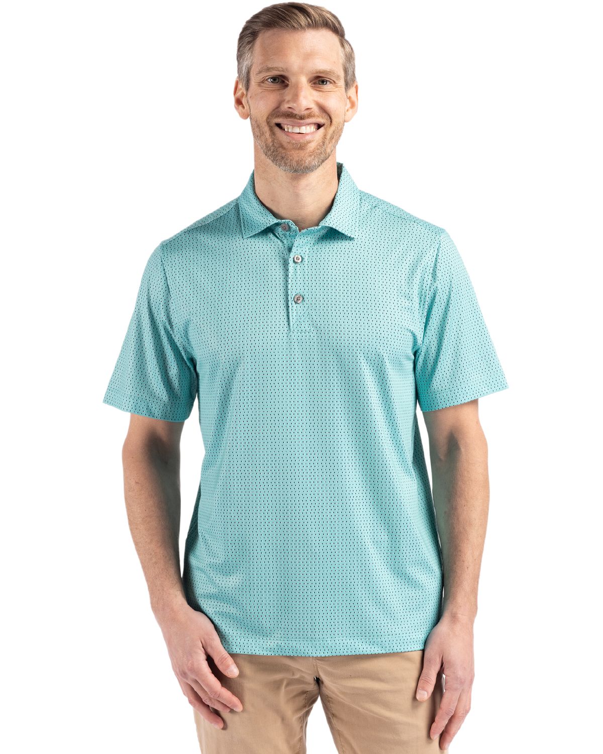 Cutter & Buck Pike Recycled Shadow Check Print Mens Polo