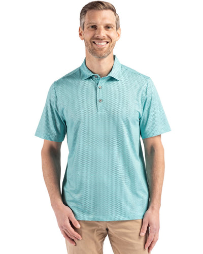 Cutter & Buck Pike Recycled Shadow Check Print Mens Polo