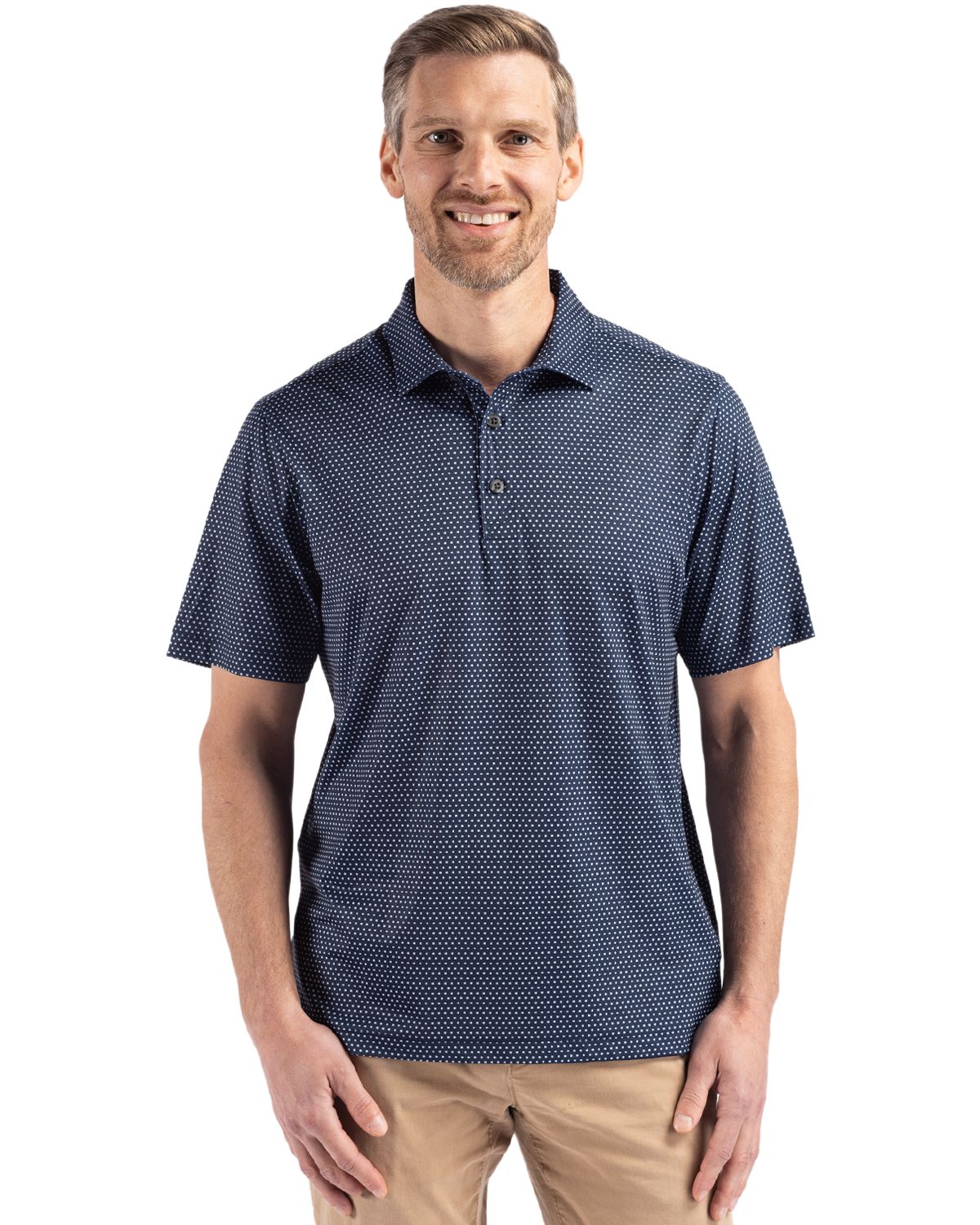 Cutter & Buck Pike Recycled Shadow Check Print Mens Polo