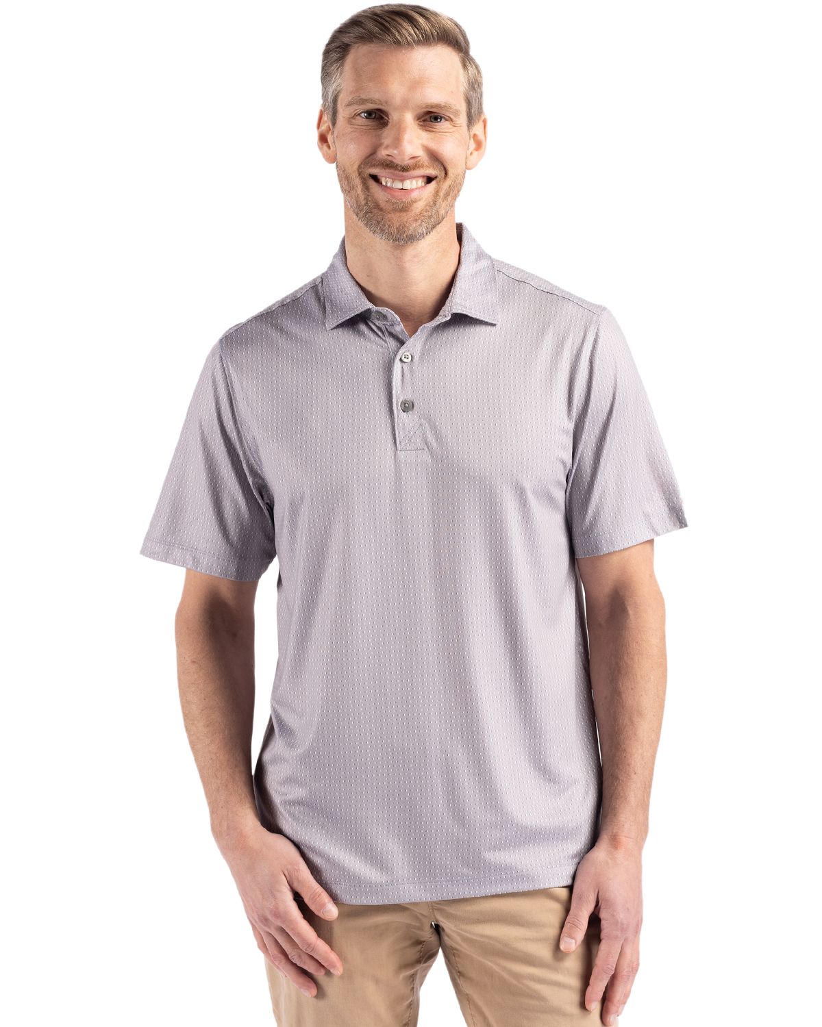 Cutter & Buck Pike Recycled Shadow Check Print Mens Polo