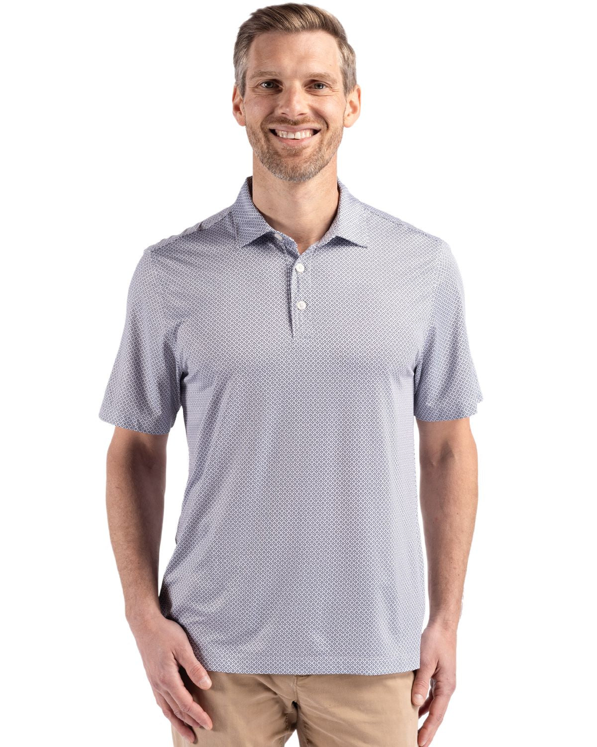 Cutter & Buck Pike Recycled Diamond Dot Print Mens Big & Tall Polo