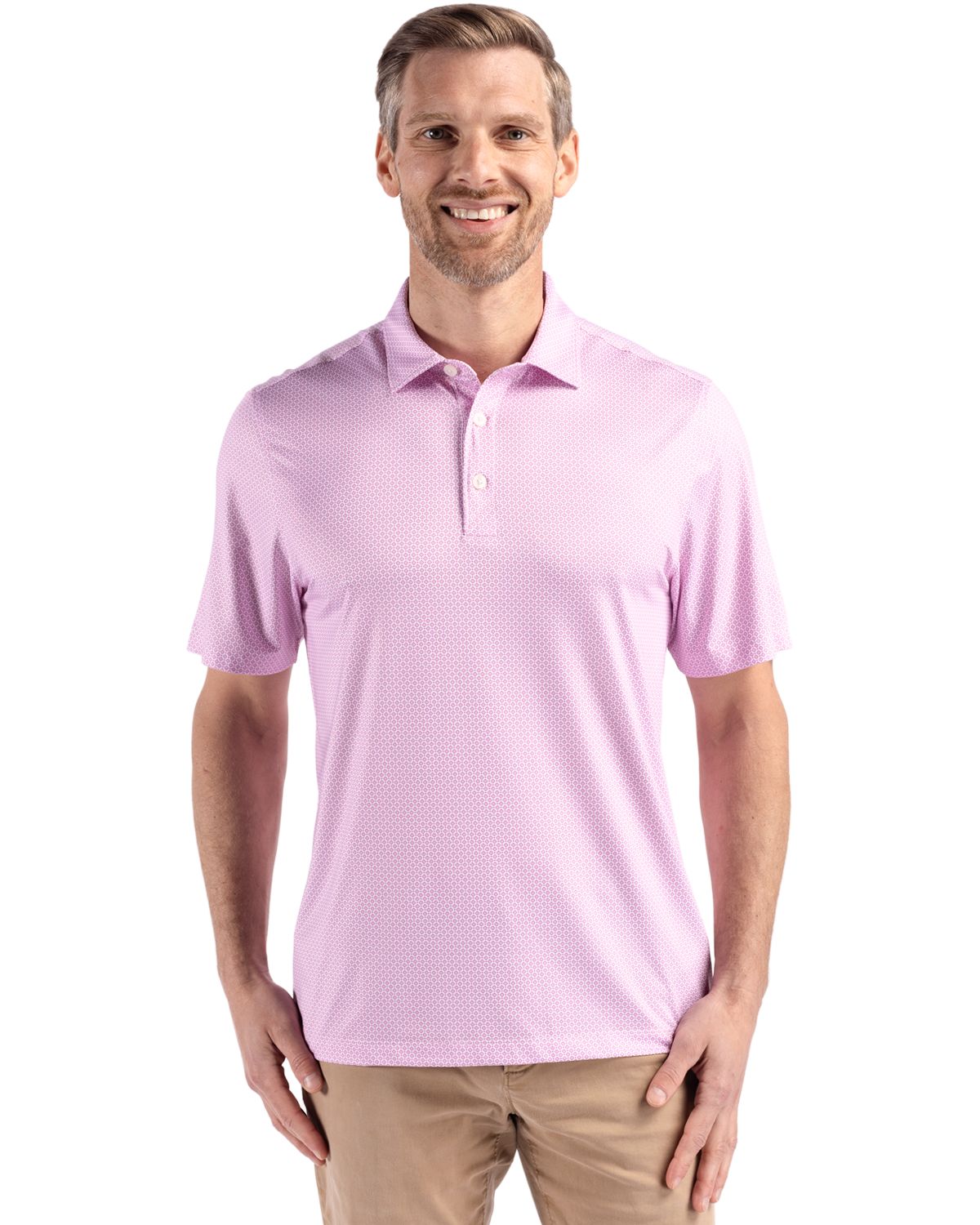 Cutter & Buck Pike Recycled Diamond Dot Print Mens Polo