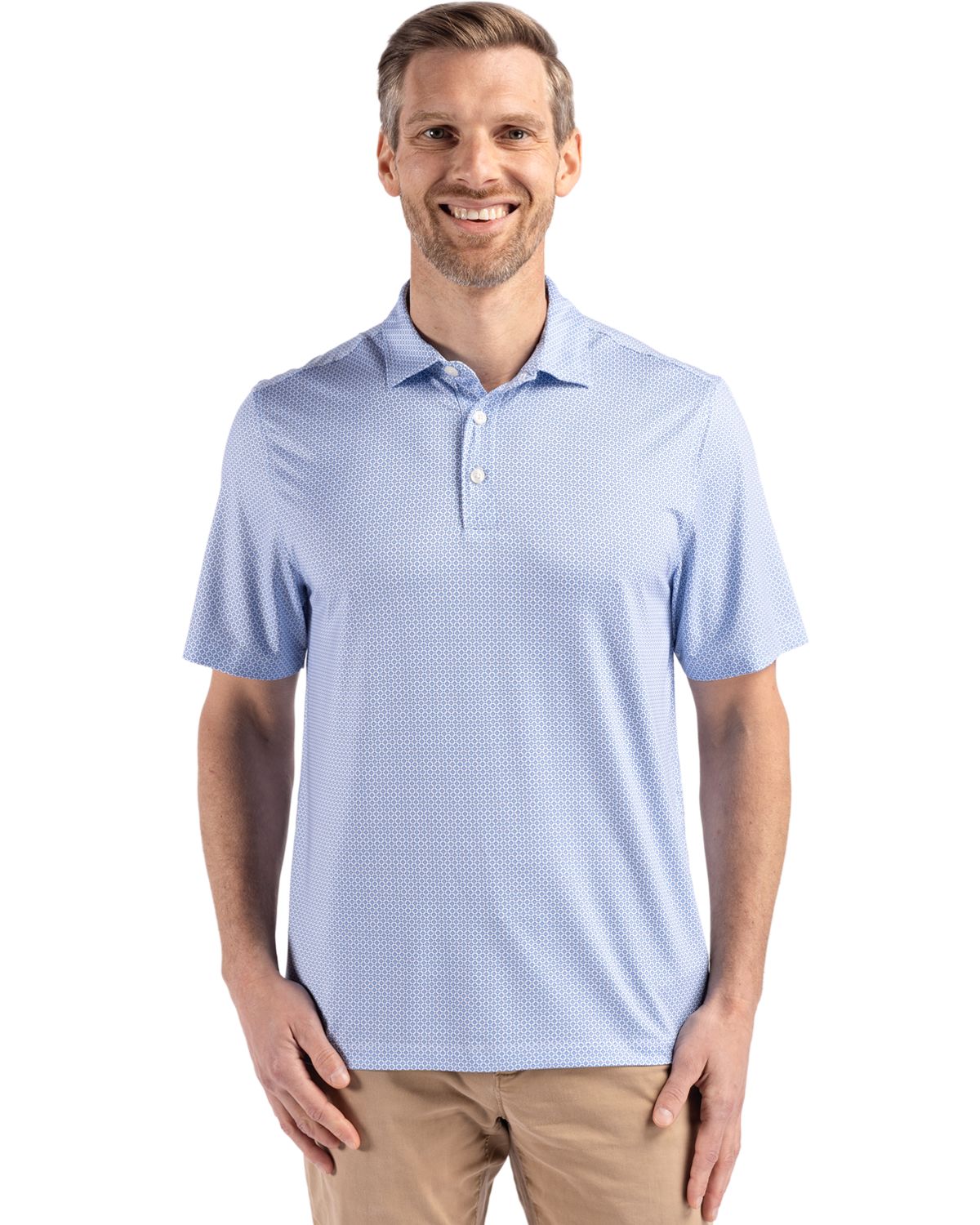 Cutter & Buck Pike Recycled Diamond Dot Print Mens Polo