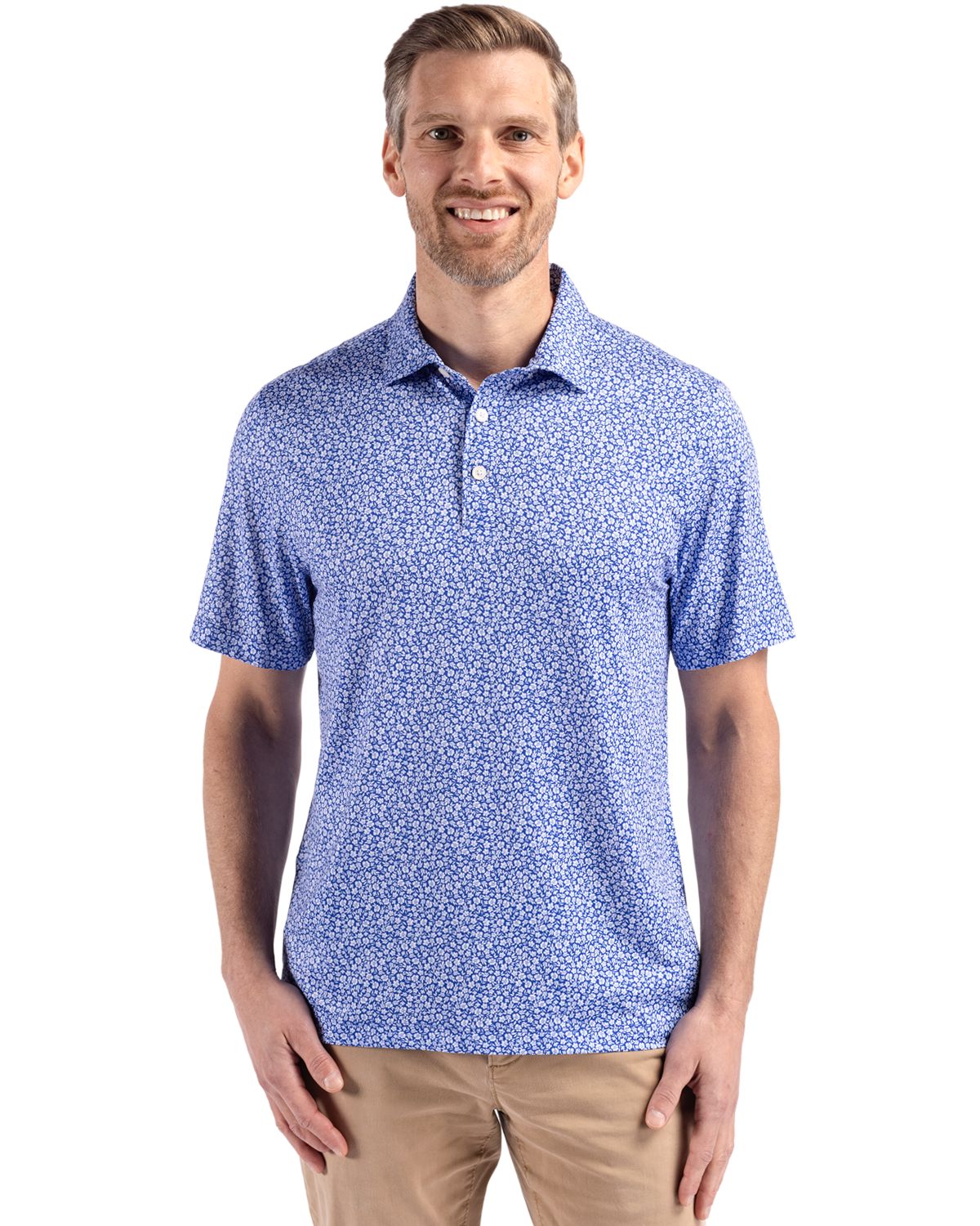 Cutter & Buck Pike Recycled Flora Print Mens Big & Tall Polo