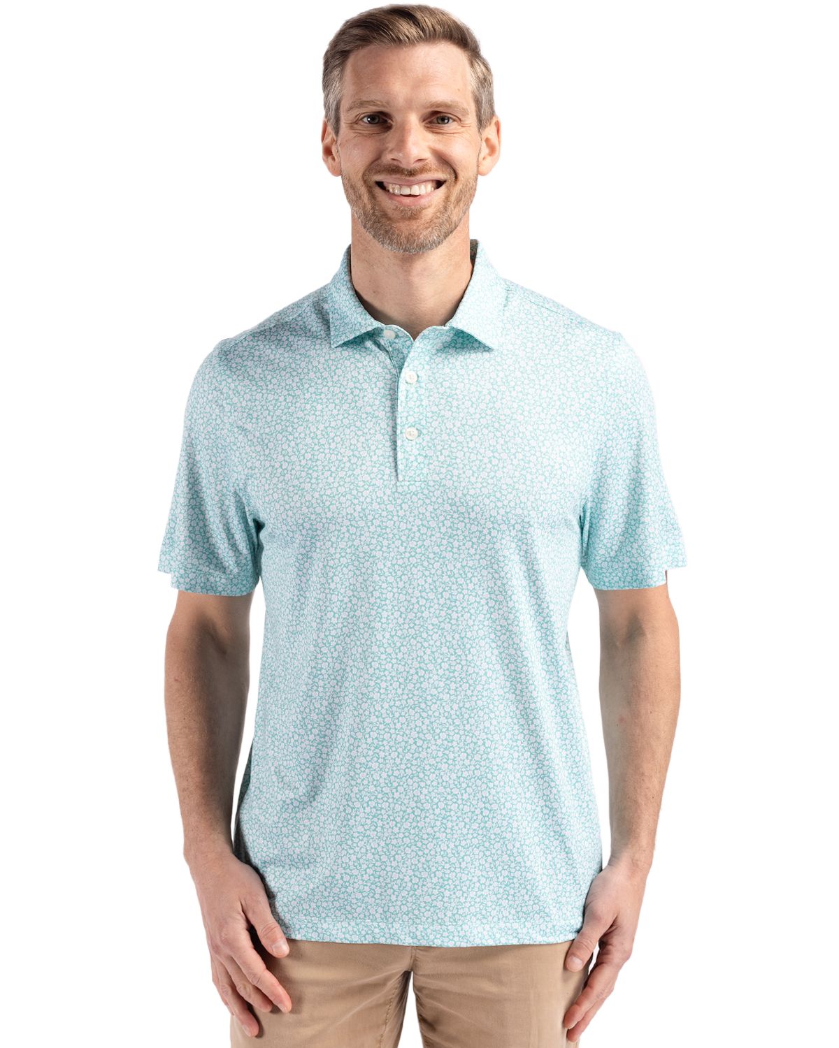 Cutter & Buck Pike Recycled Flora Print Mens Polo