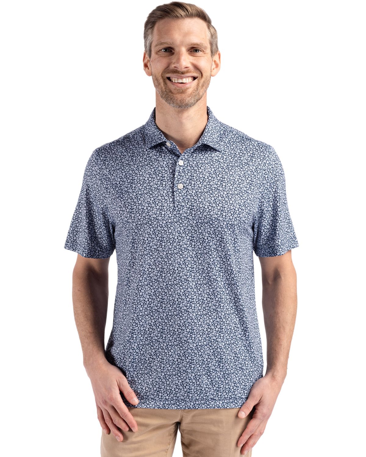 Cutter & Buck Pike Recycled Flora Print Mens Polo