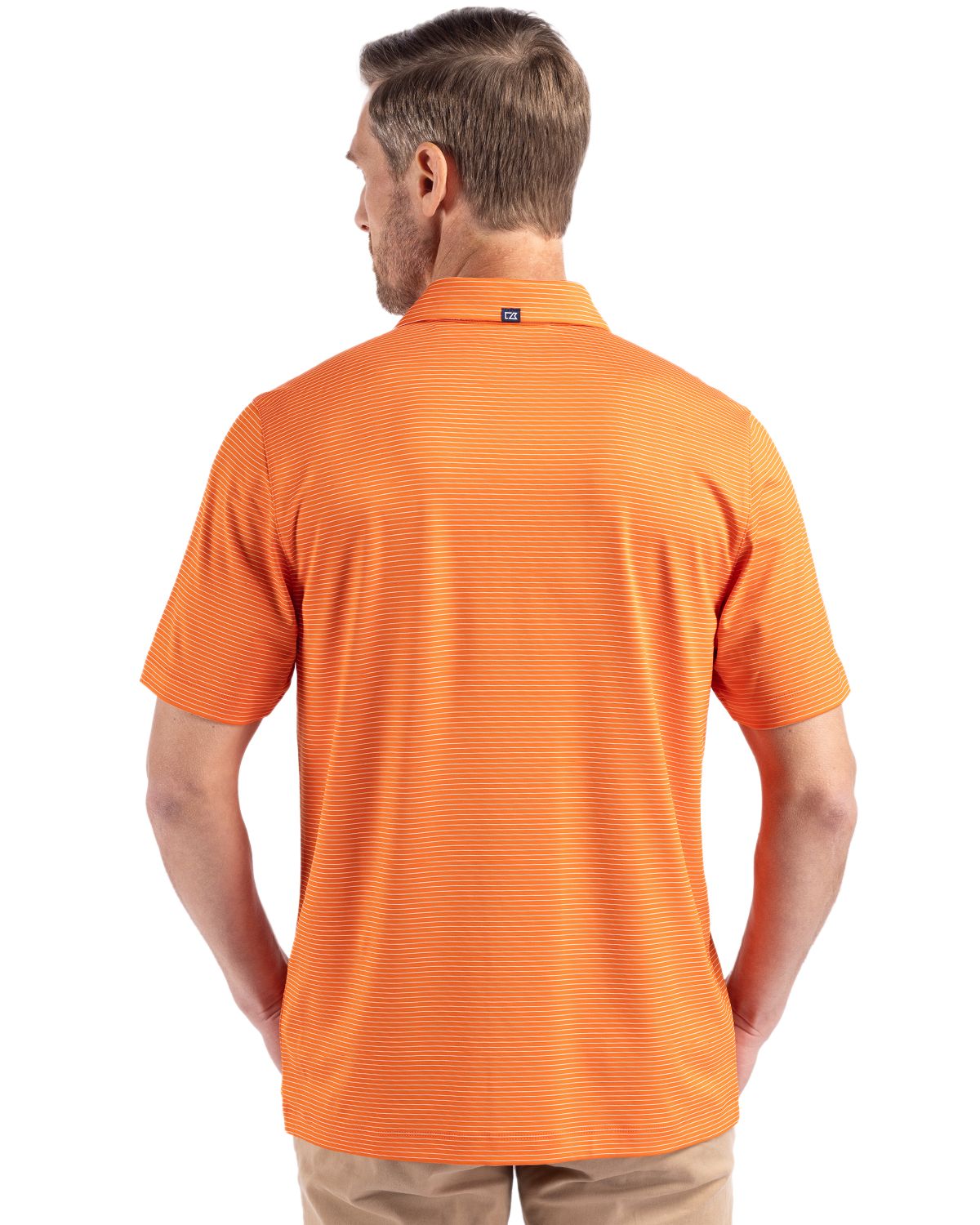 Cutter & Buck Forge Recycled Fine Line Stripe Four-Way Stretch Mens Polo