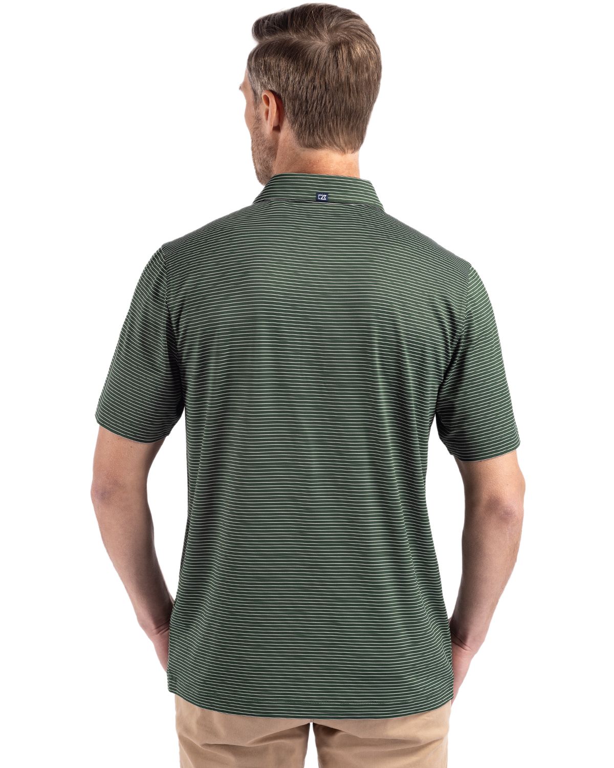 Cutter & Buck Forge Recycled Fine Line Stripe Four-Way Stretch Mens Polo
