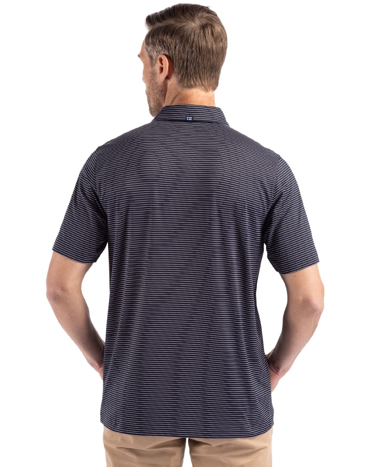 Cutter & Buck Forge Recycled Fine Line Stripe Four-Way Stretch Mens Polo