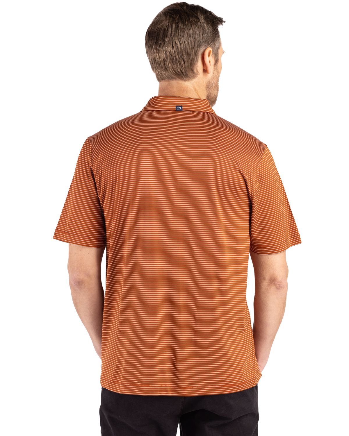 Cutter & Buck Forge Recycled Fine Line Stripe Four-Way Stretch Mens Polo
