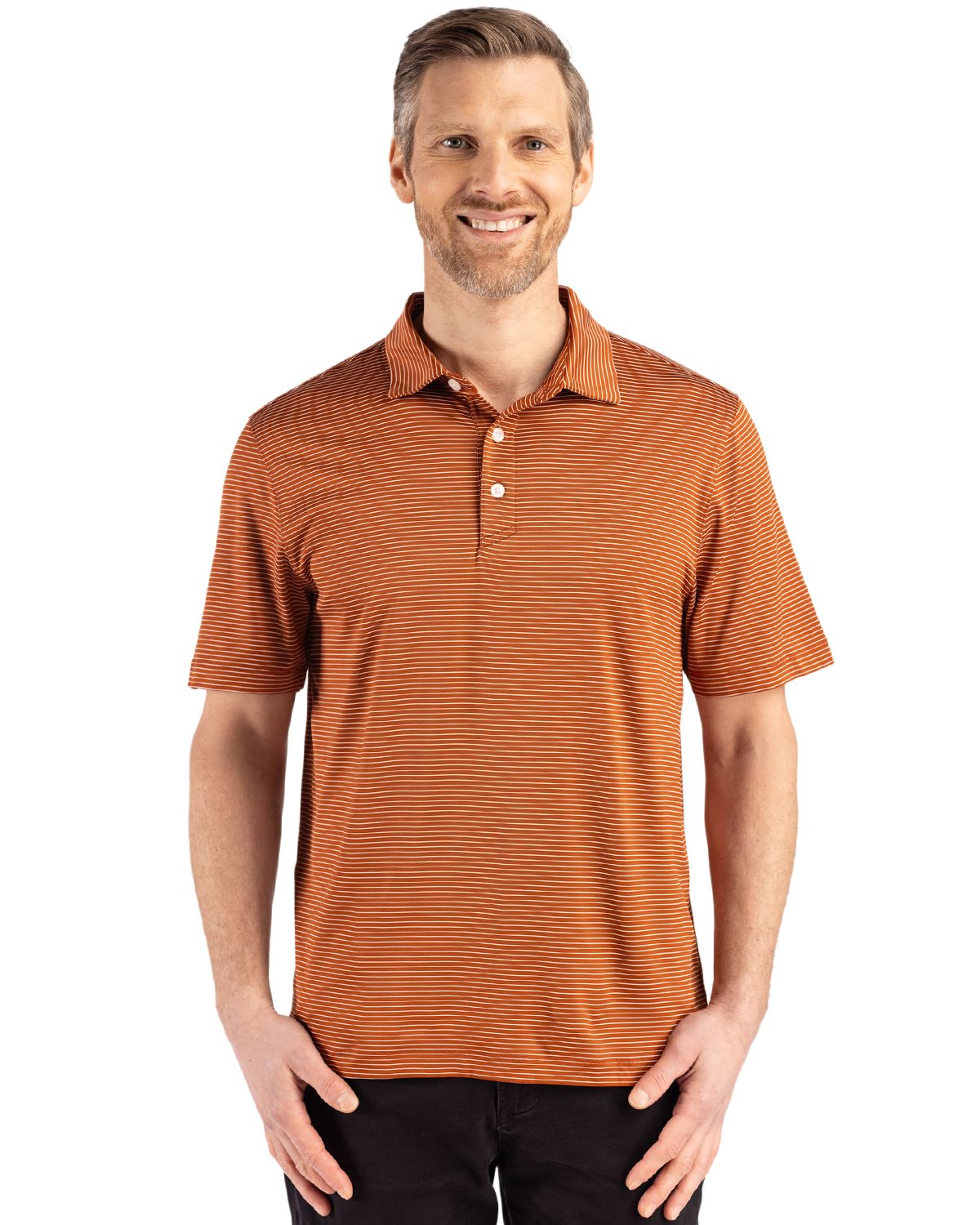 Cutter & Buck Forge Recycled Fine Line Stripe Four-Way Stretch Mens Polo