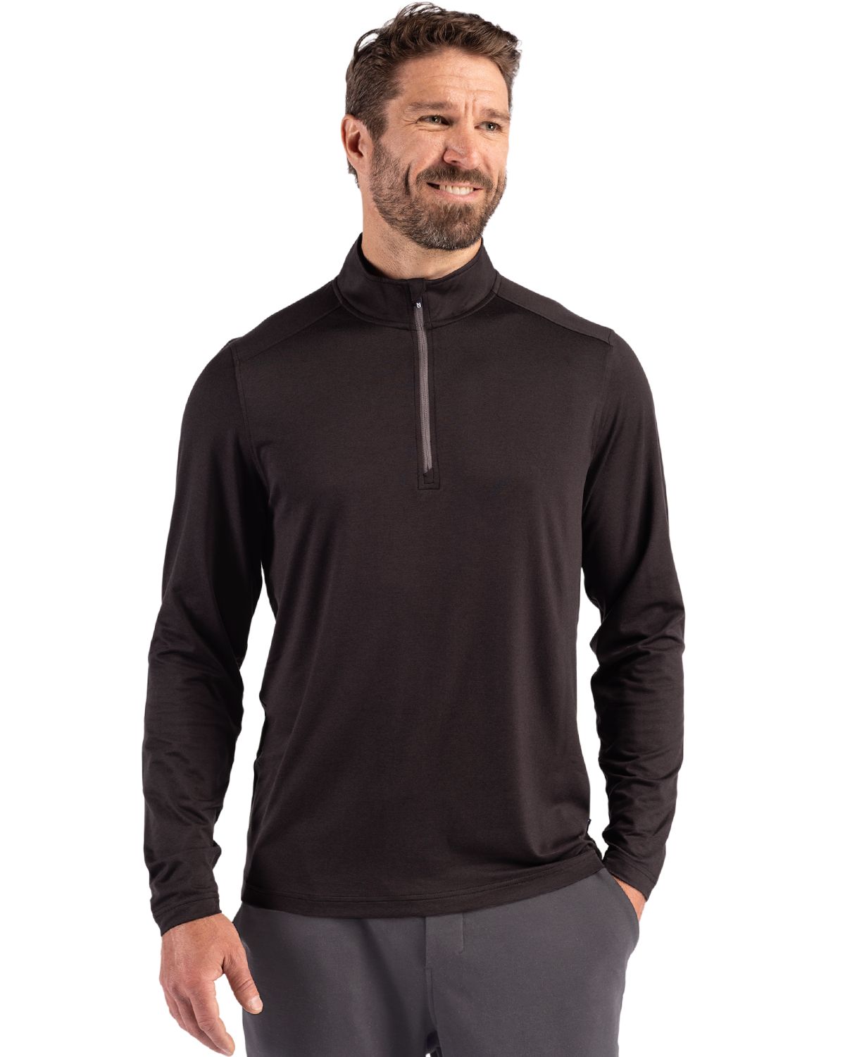 Cutter & Buck Coastline Recycled Double Peached Mens Quarter Zip Pullover