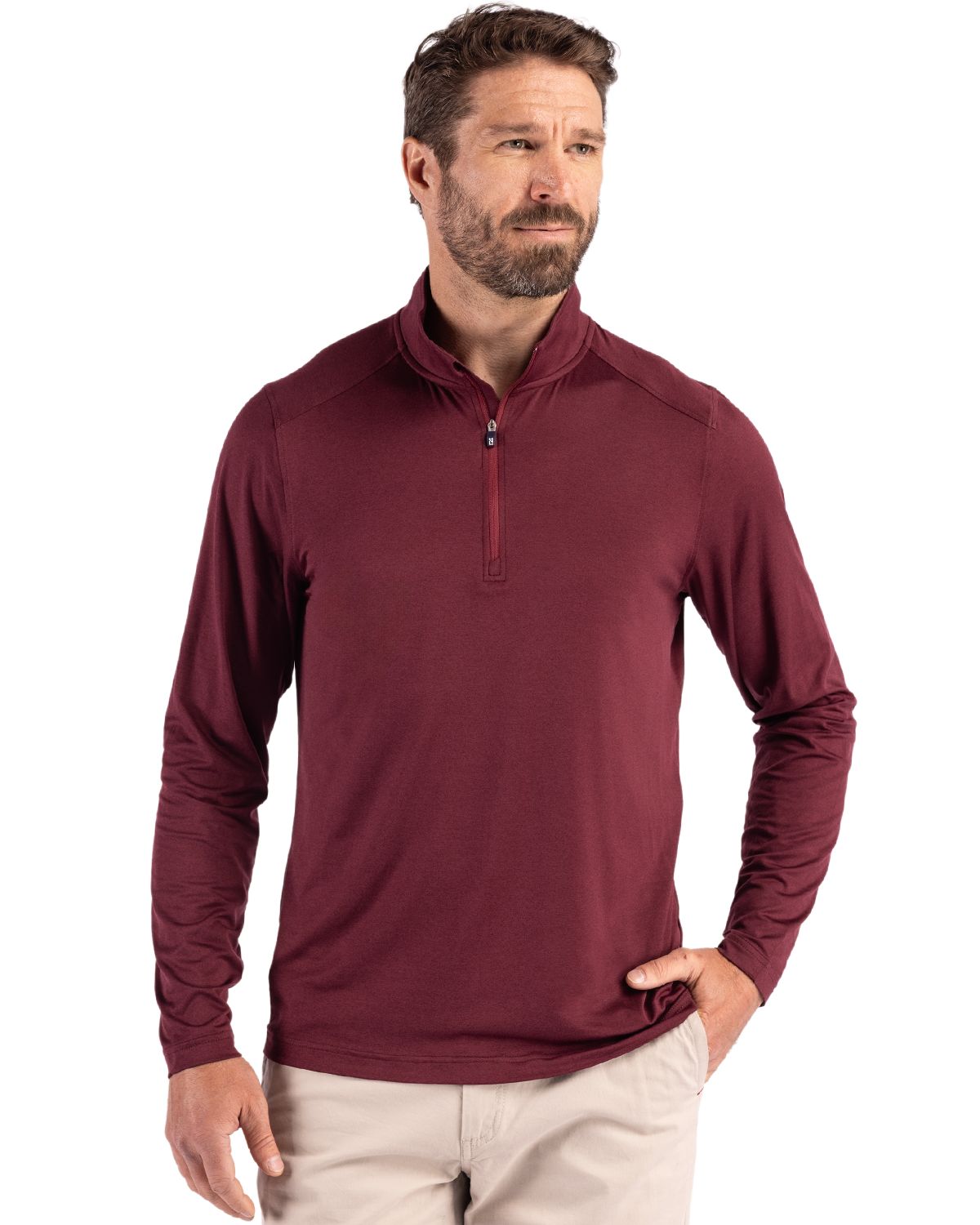 Cutter & Buck Coastline Recycled Double Peached Mens Quarter Zip Pullover