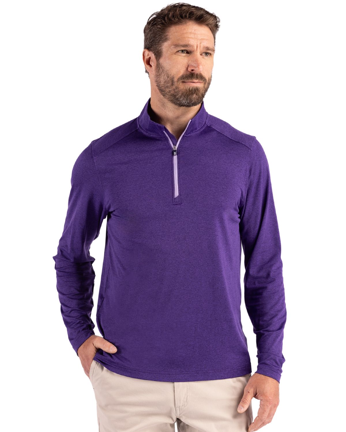 Cutter & Buck Coastline Recycled Double Peached Mens Quarter Zip Pullover