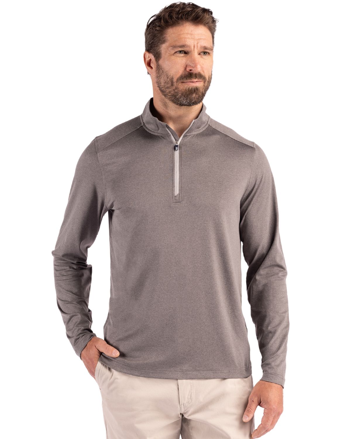 Cutter & Buck Coastline Recycled Double Peached Mens Quarter Zip Pullover