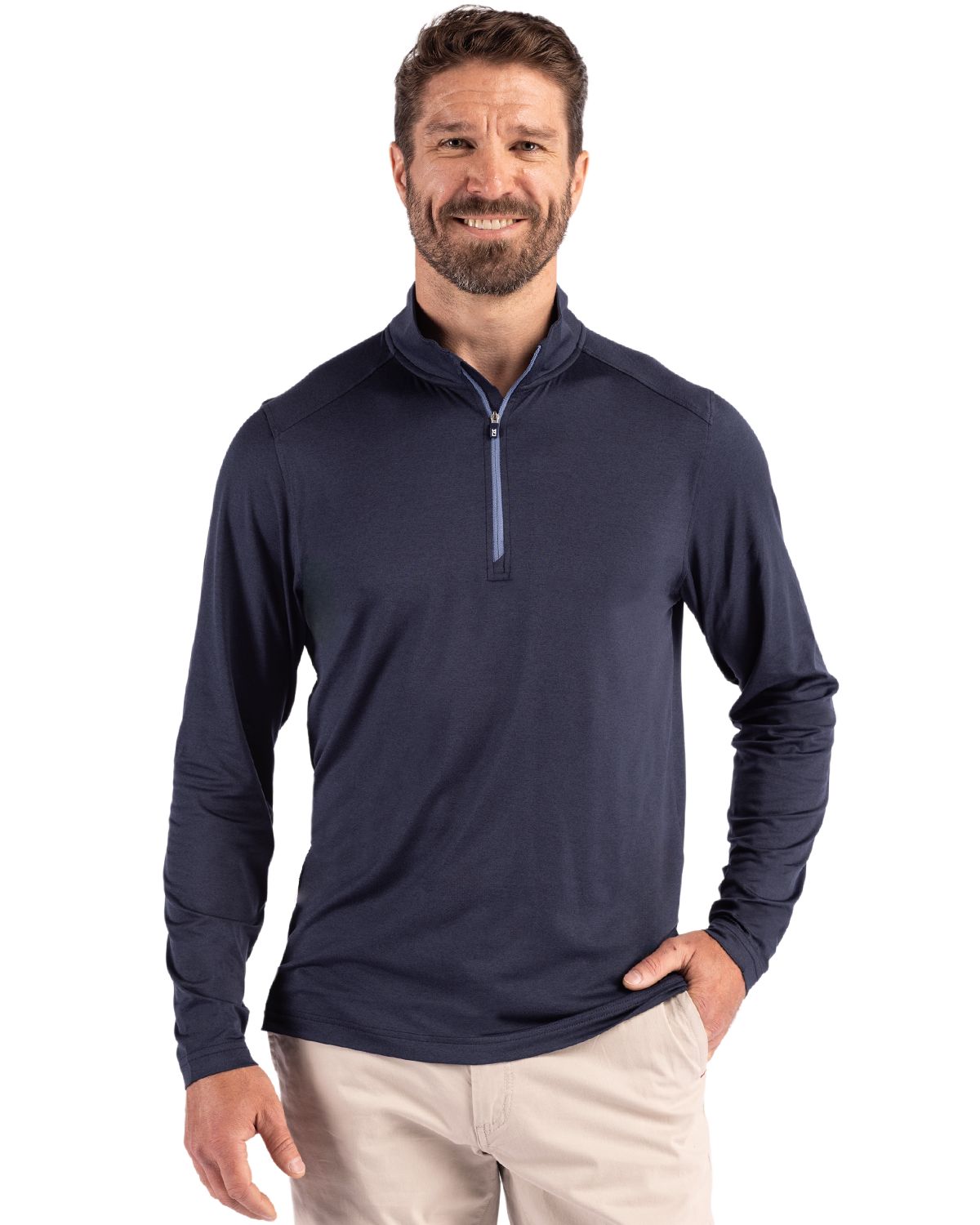 Cutter & Buck Coastline Recycled Double Peached Mens Quarter Zip Pullover