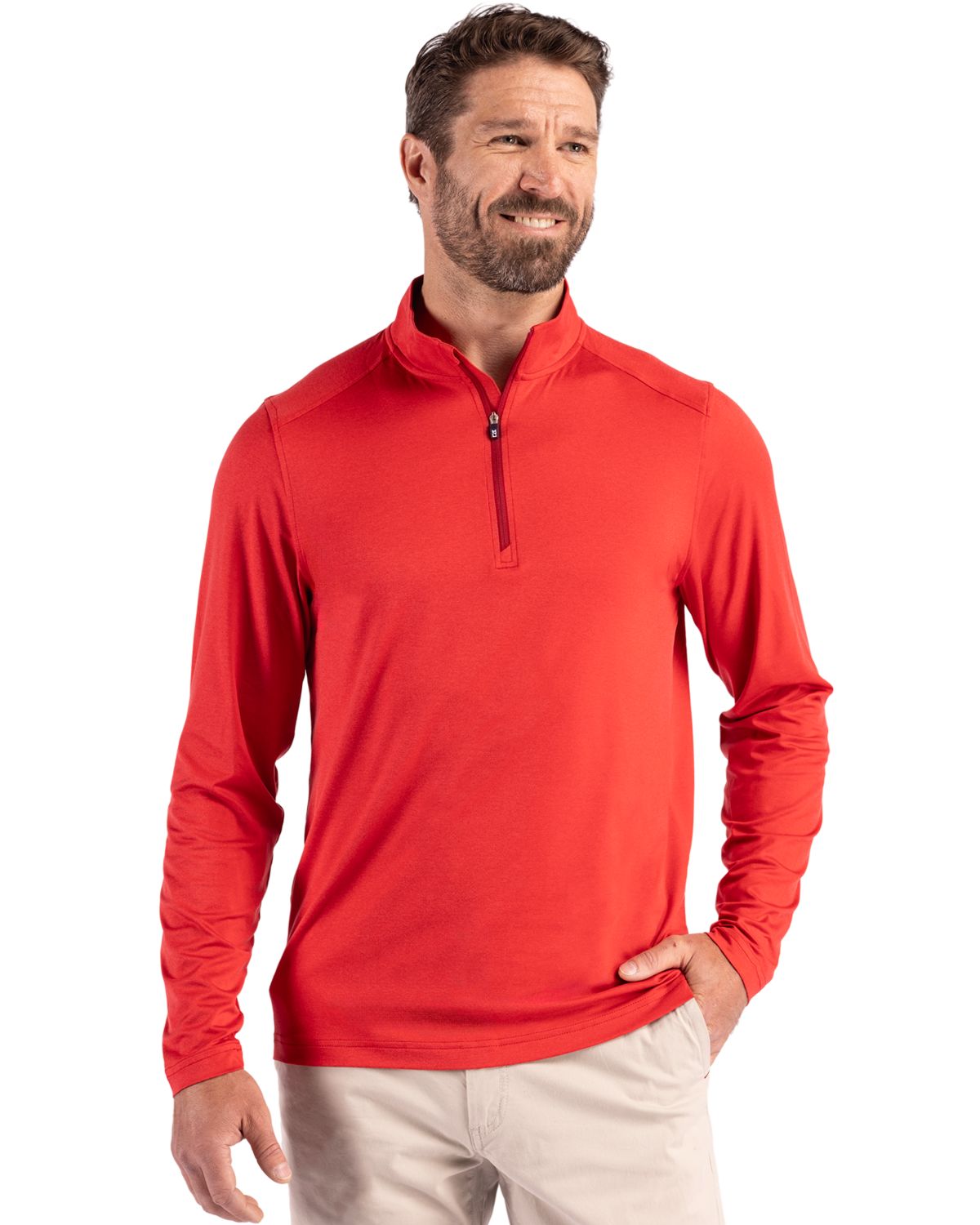 Cutter & Buck Coastline Recycled Double Peached Mens Quarter Zip Pullover