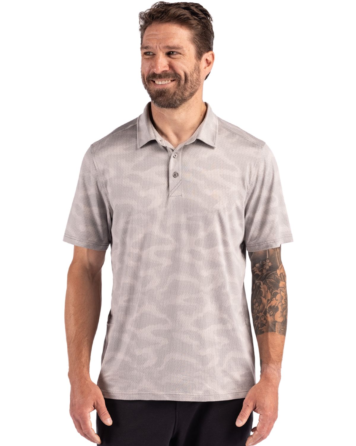 Cutter & Buck Coastline Recycled Double Peached Camo Print Mens Polo