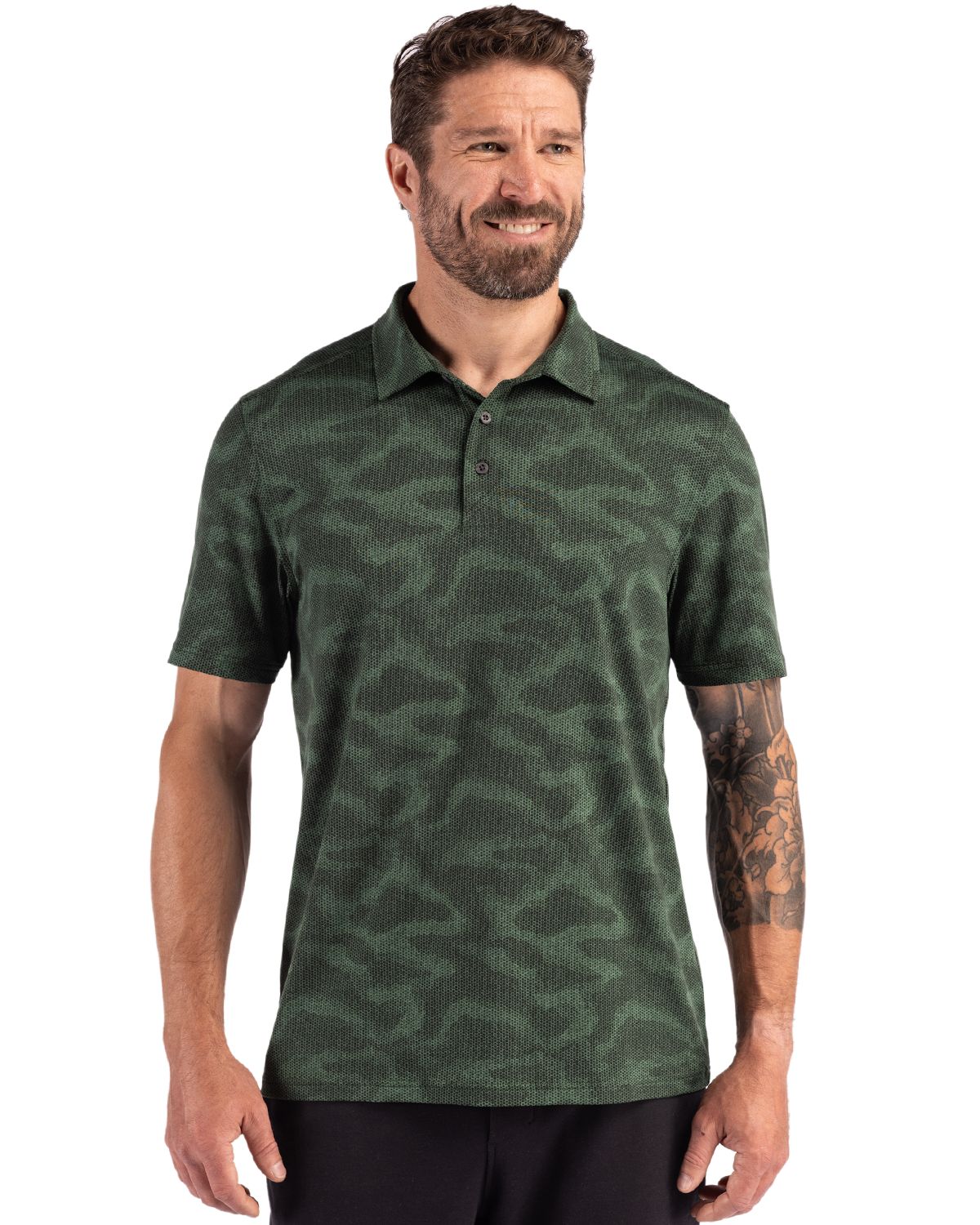 Cutter & Buck Coastline Recycled Double Peached Camo Print Mens Polo